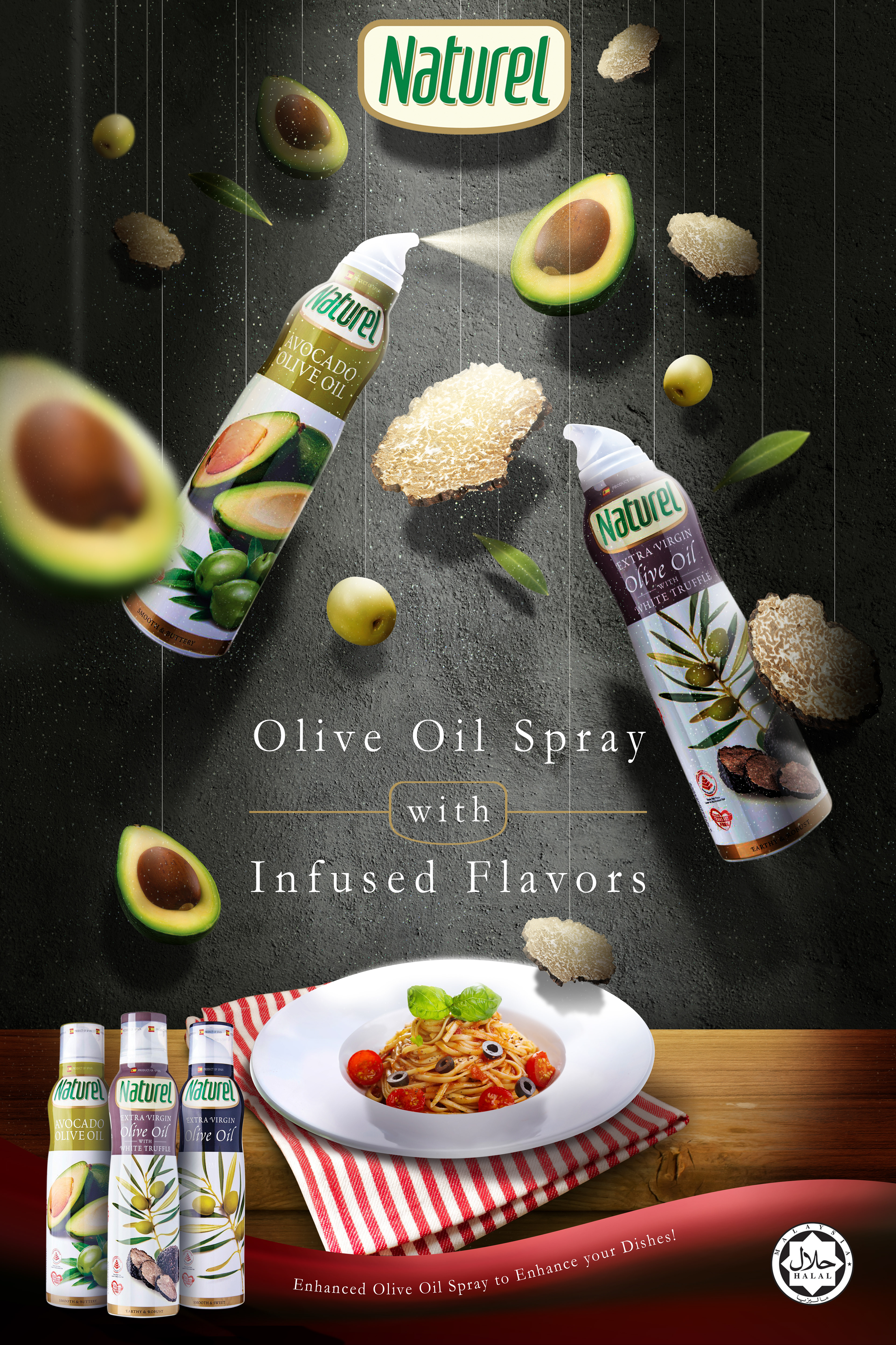 Naturel Olive Oil Spray premium FMCG food campaign by Laugh Contagious Communications, creative agency in Kuala Lumpur