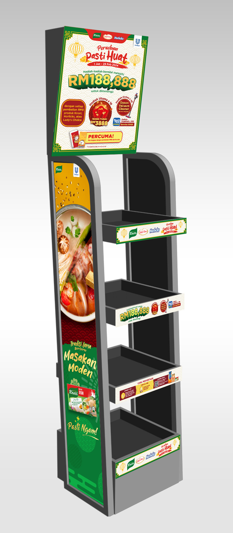 Knorr CNY 2024 in-store POSM and retail display — festive food FMCG shopper marketing Kuala Lumpur
