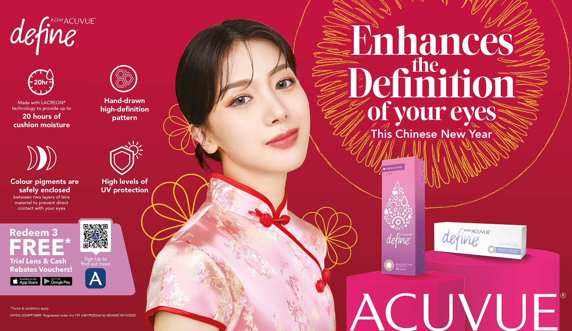 ACUVUE CNY 2025 festive campaign key visual — beauty and optical retail FMCG design by Laugh Contagious Malaysia