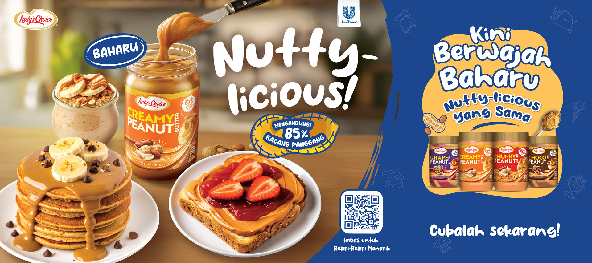 Lady's Choice Peanut Butter 2025 campaign key visual — refreshed FMCG brand system by Laugh Contagious creative agency