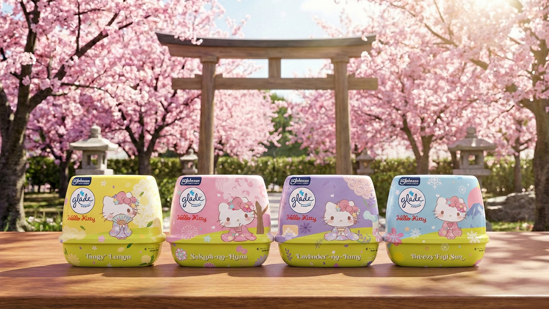 Glade x Hello Kitty Kimono Series limited edition FMCG packaging design — Japanese-inspired air care collection by Laugh Contagious Malaysia