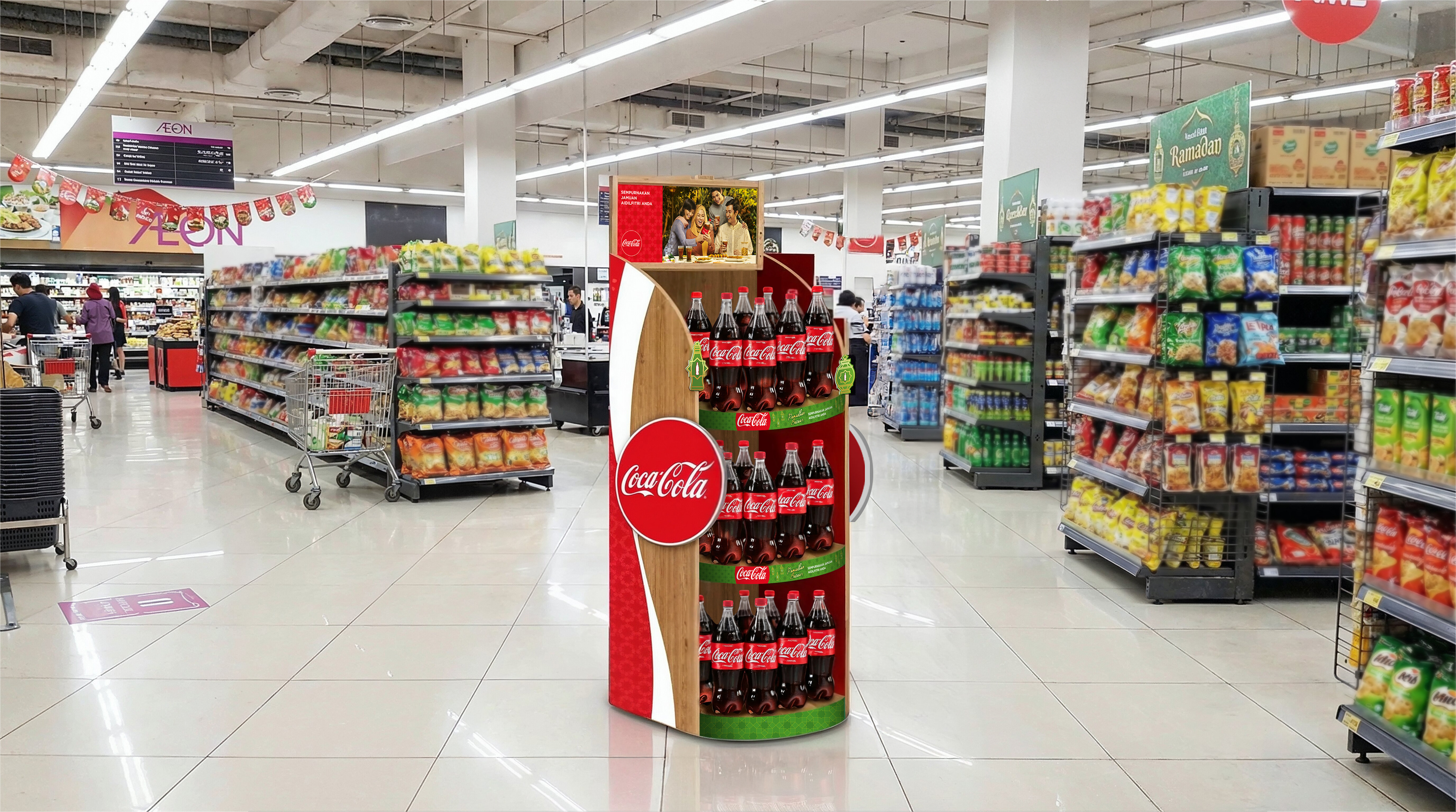 On the modern trade shelf during Ramadan — visibility tuned for one of the year's highest-volume FMCG shopping months.