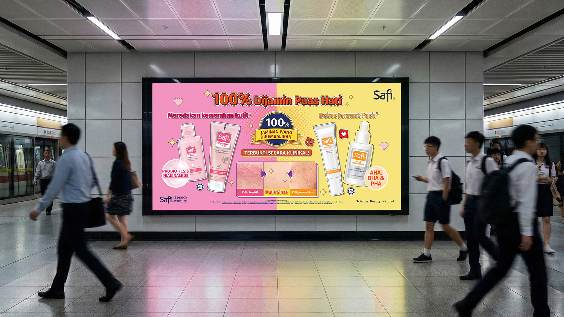 Safi Sensitive Care x Acne Solutions OOH digital billboard - halal beauty FMCG design Malaysia