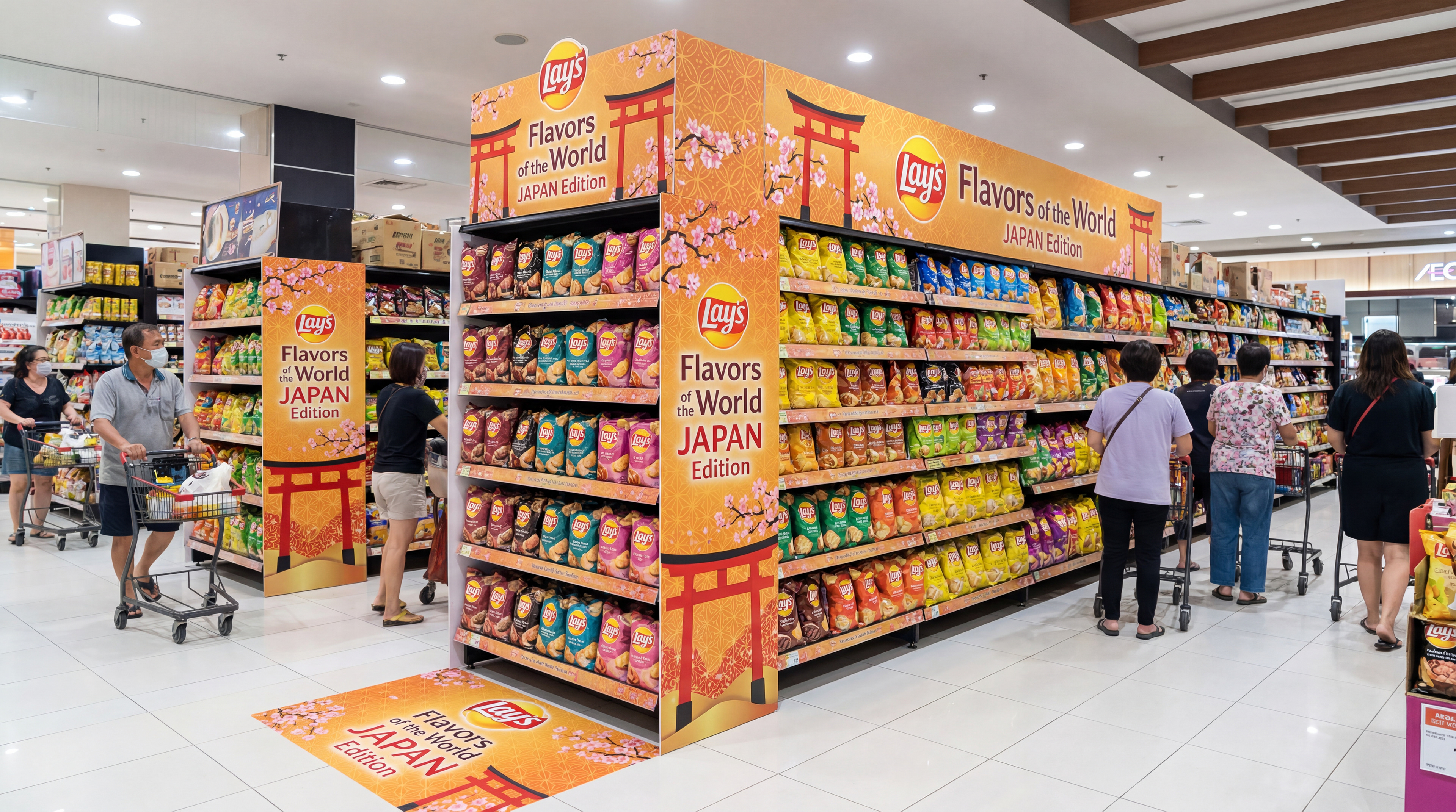 Lay's Japan Edition modular floor display — limited-edition FMCG POSM by creative agency Kuala Lumpur