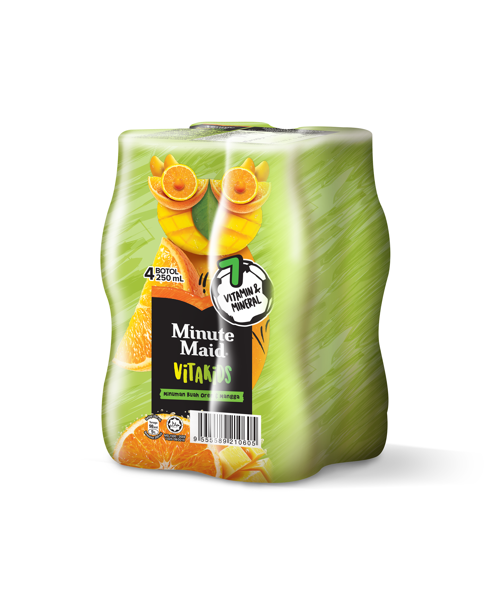 The 4-bottle multipack with the character carried cleanly across the shrinkwrap.