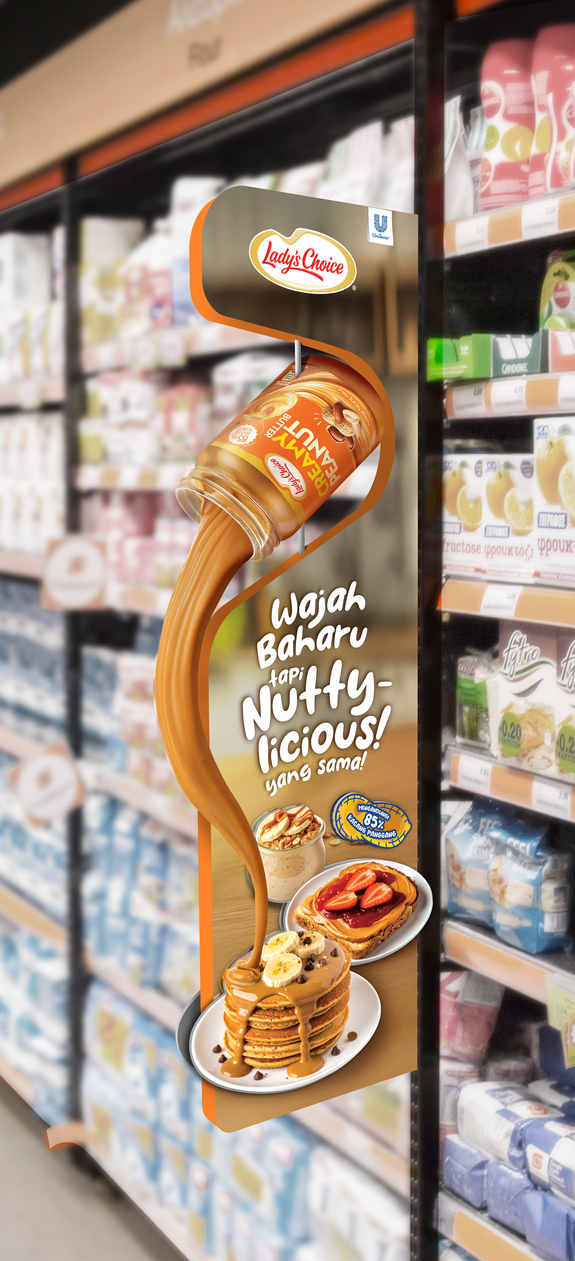 Lady's Choice Peanut Butter aisle bus stop POSM by Laugh Contagious Communications, creative agency in Kuala Lumpur