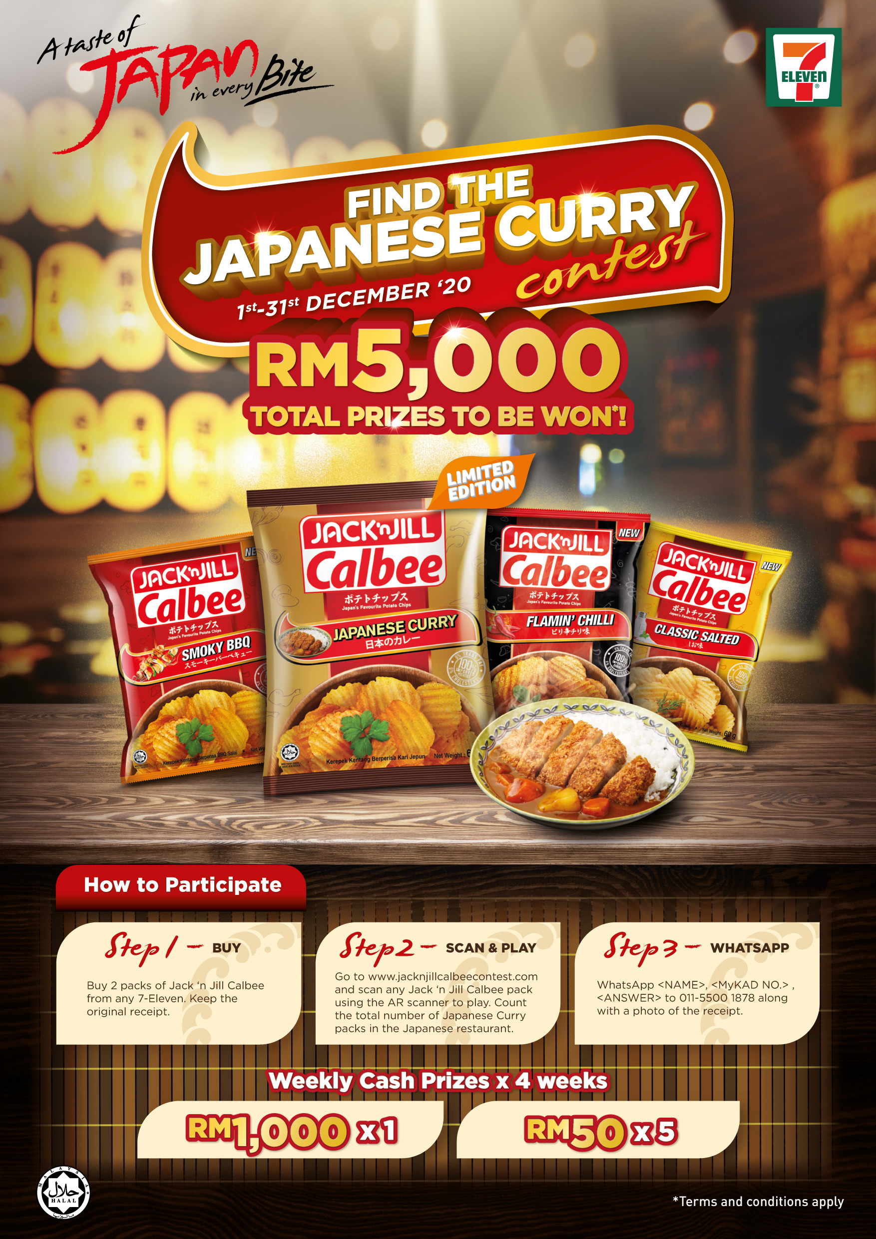 Jack 'n Jill Calbee Japanese Curry promotional mechanic design — snack FMCG launch by creative agency Kuala Lumpur