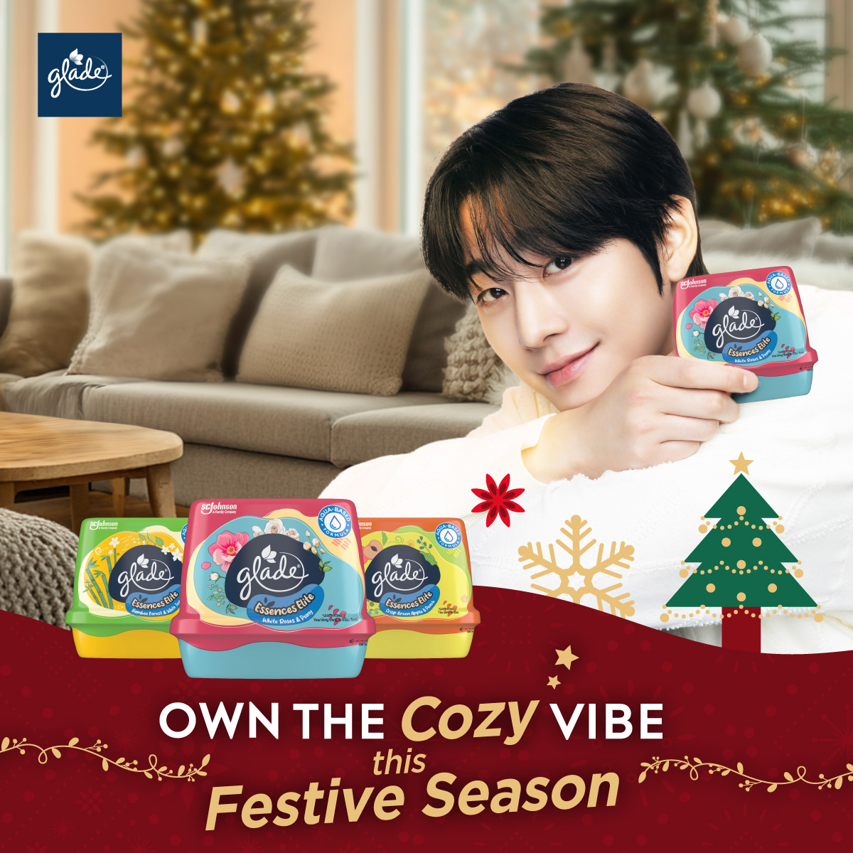 Glade scented gel Christmas 2024 product frame — festive FMCG digital campaign by creative agency Kuala Lumpur