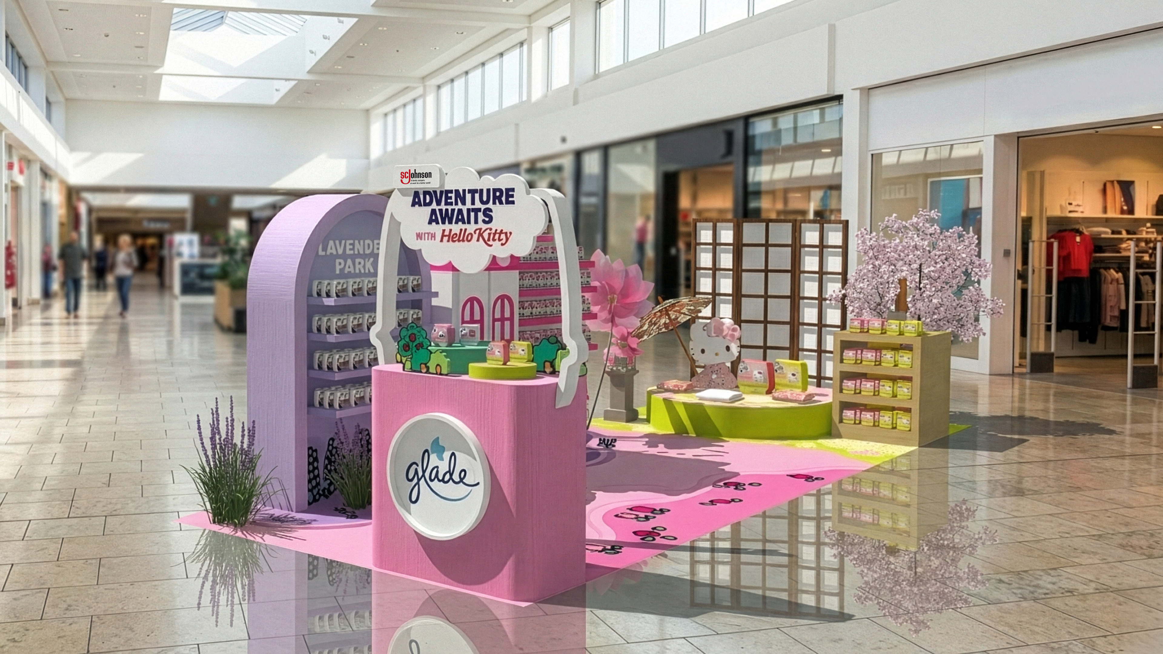 Roadshow activation — bringing the Glade x Hello Kitty universe to life as a physical, photographable space.