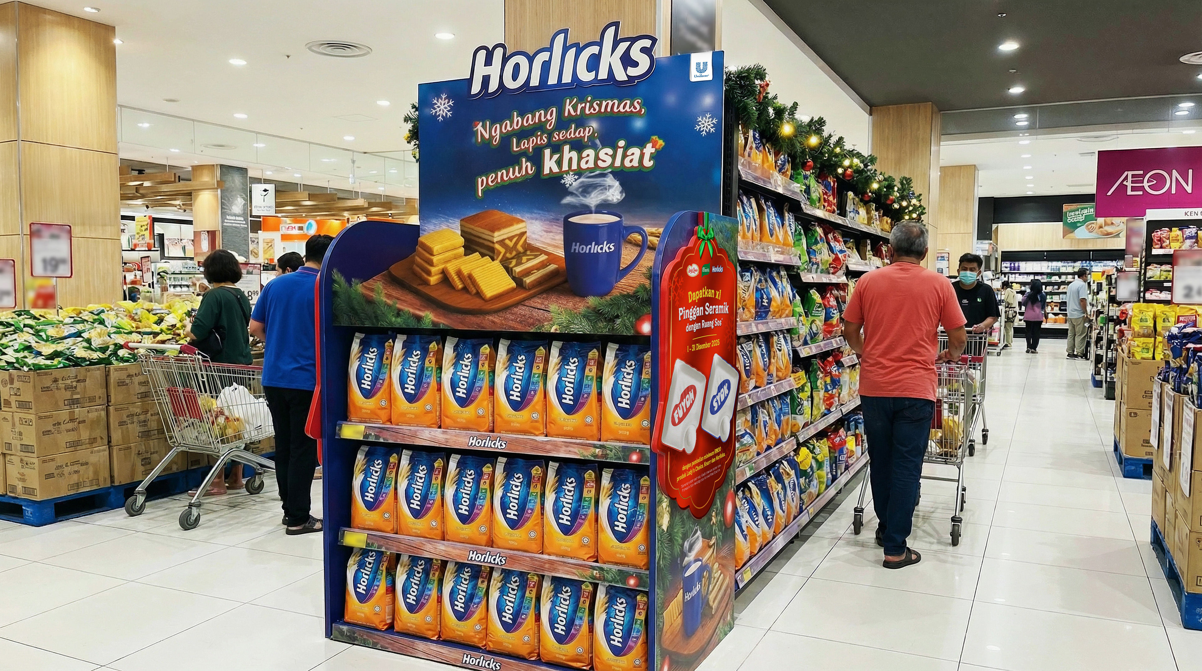 The gondola display — built to dominate the festive aisle.