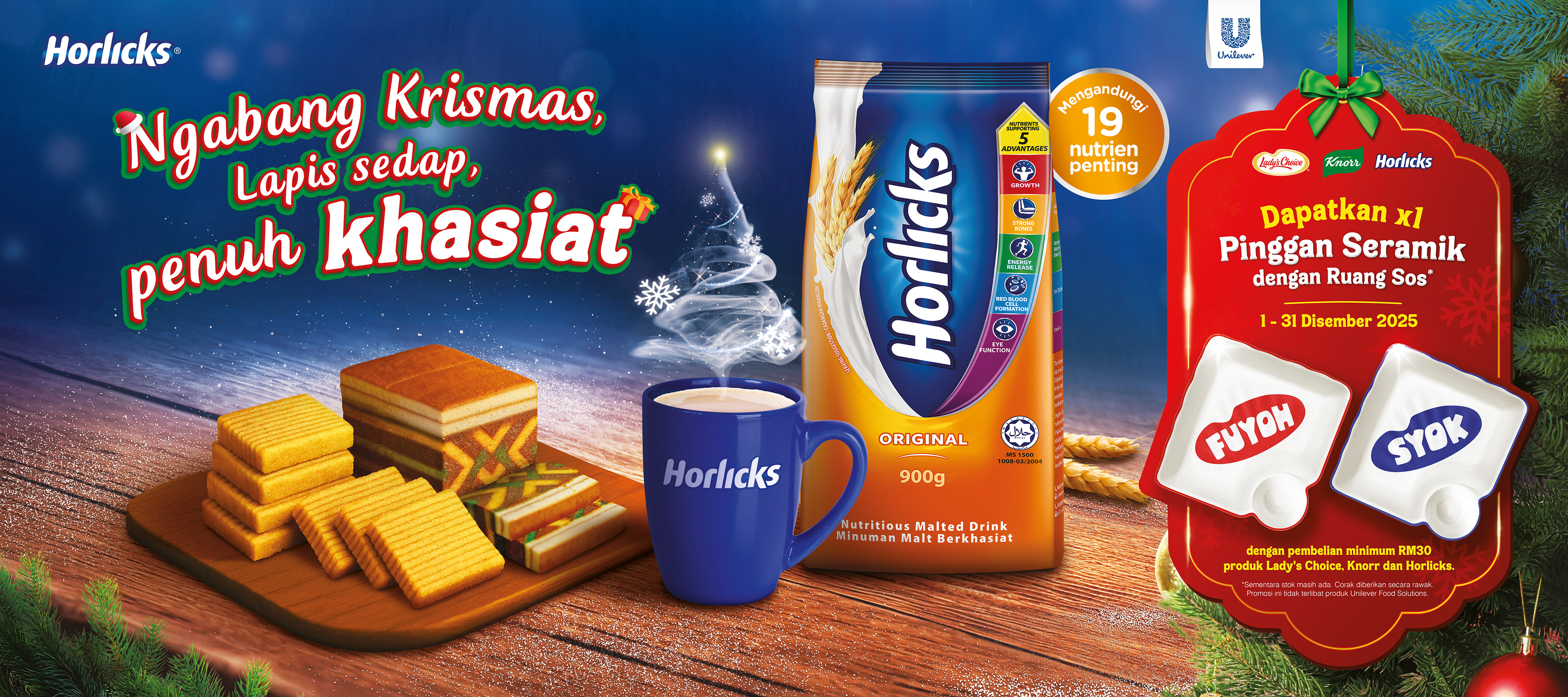 Horlicks Christmas Sarawak 2025 festive campaign key visual — East Malaysia FMCG holiday storytelling by Laugh Contagious