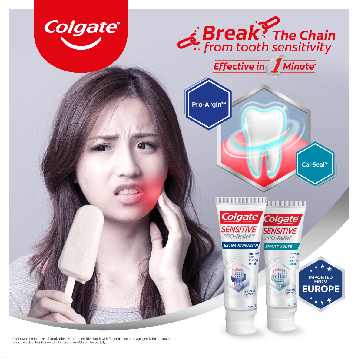 Lifestyle imagery — keeping the brand human and approachable for a consumer who associates teeth with discomfort.