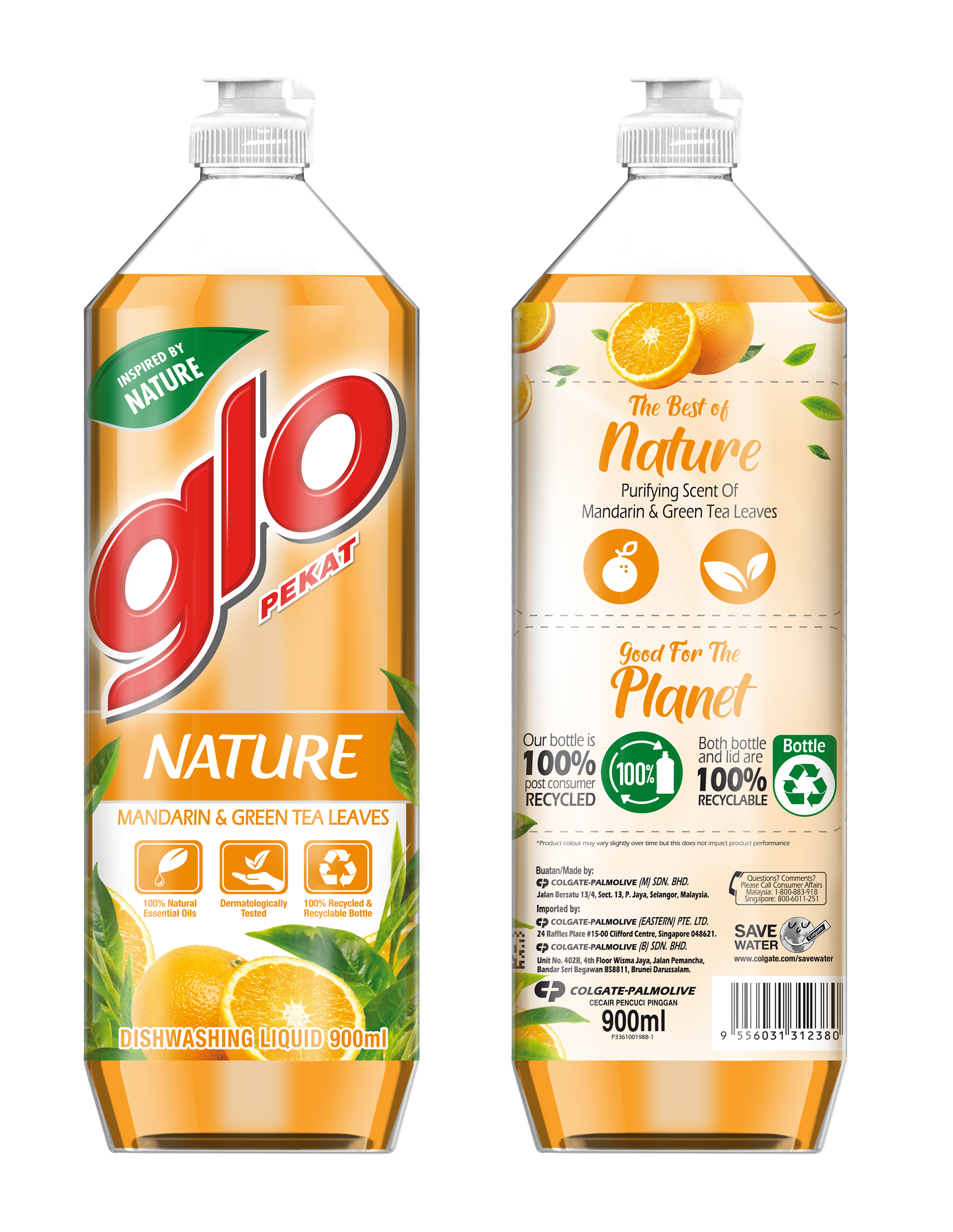 Nature, Mandarin & Green Tea Leaves — a warm citrus-tea colour world within one coherent, credible range.