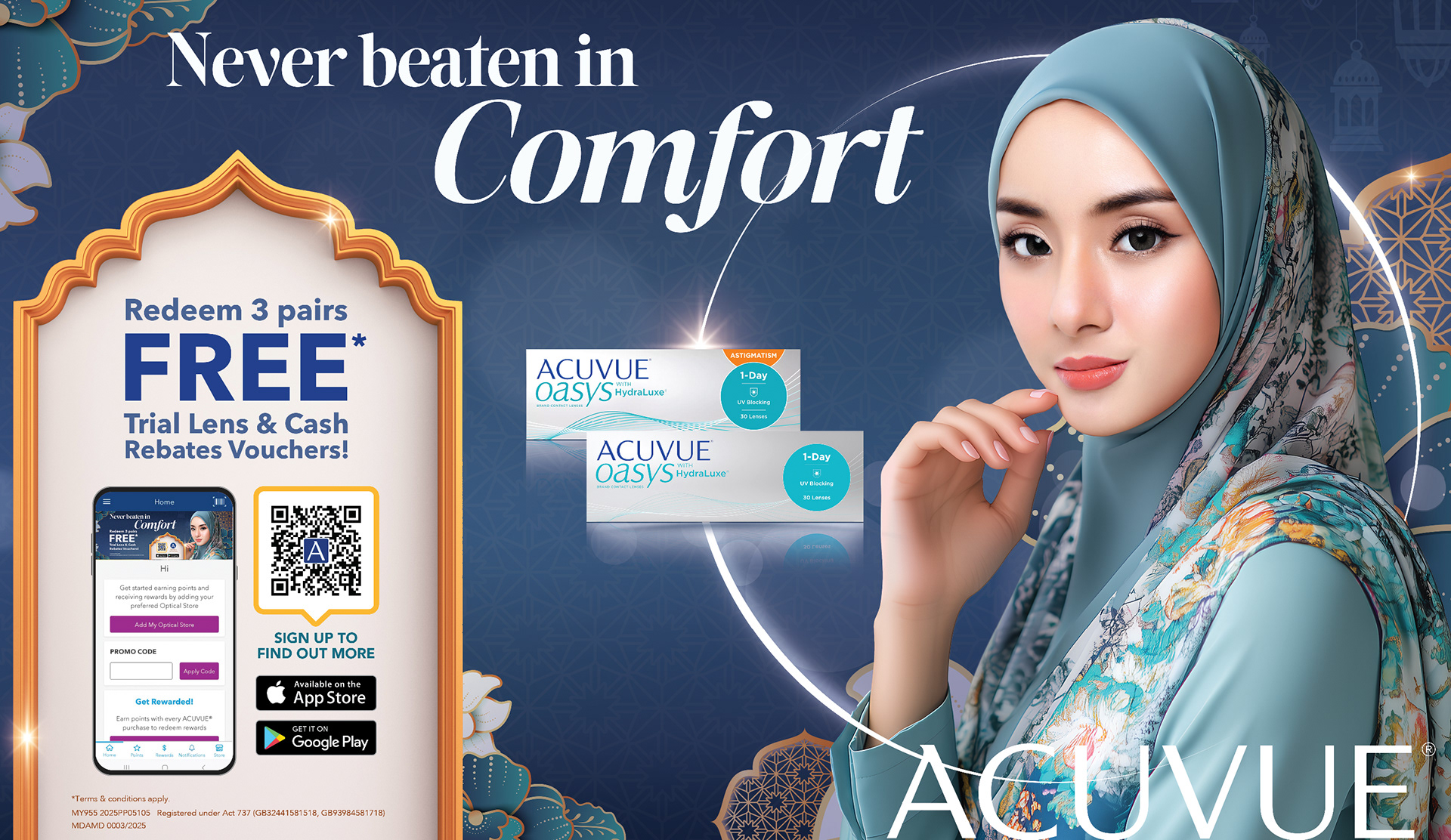 ACUVUE Raya 2025 festive campaign key visual — Hari Raya beauty optical FMCG design by Laugh Contagious Malaysia