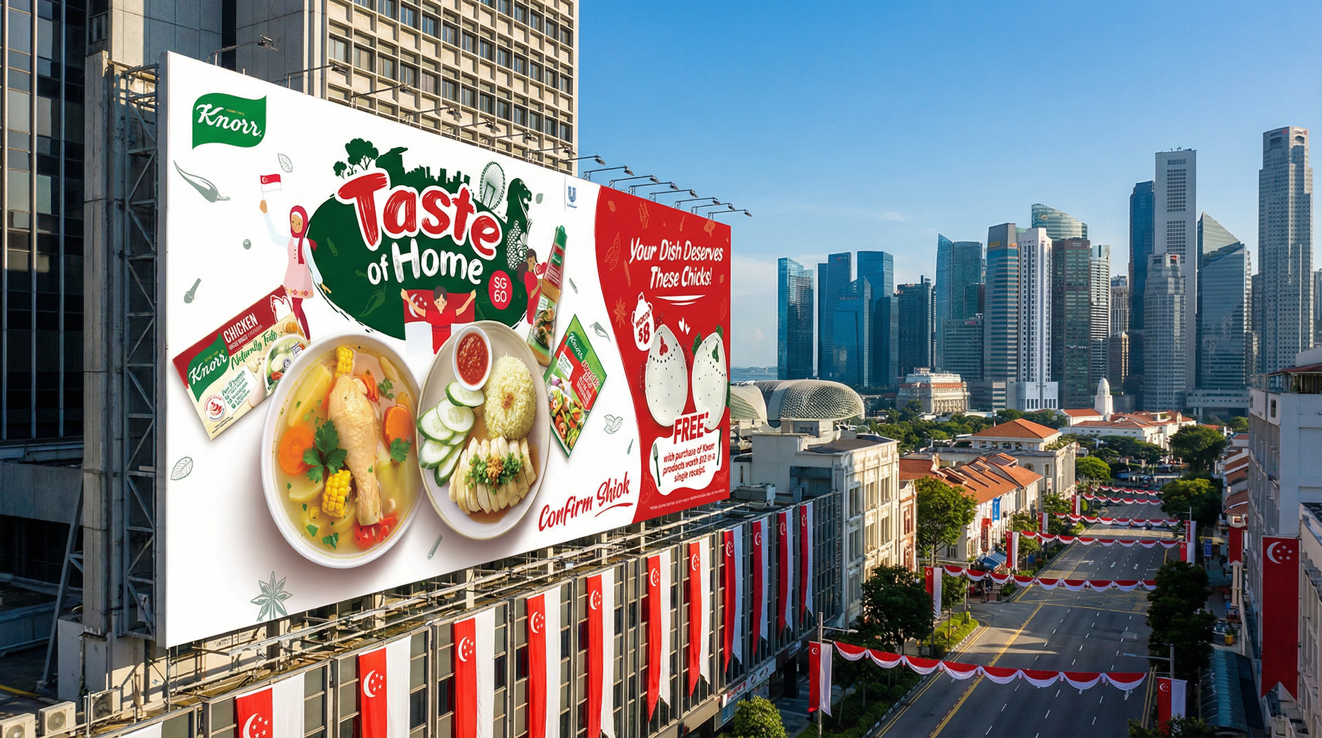 Knorr Singapore National Day 2025 OOH outdoor placement — Singapore festive FMCG advertising by creative agency Kuala Lumpur