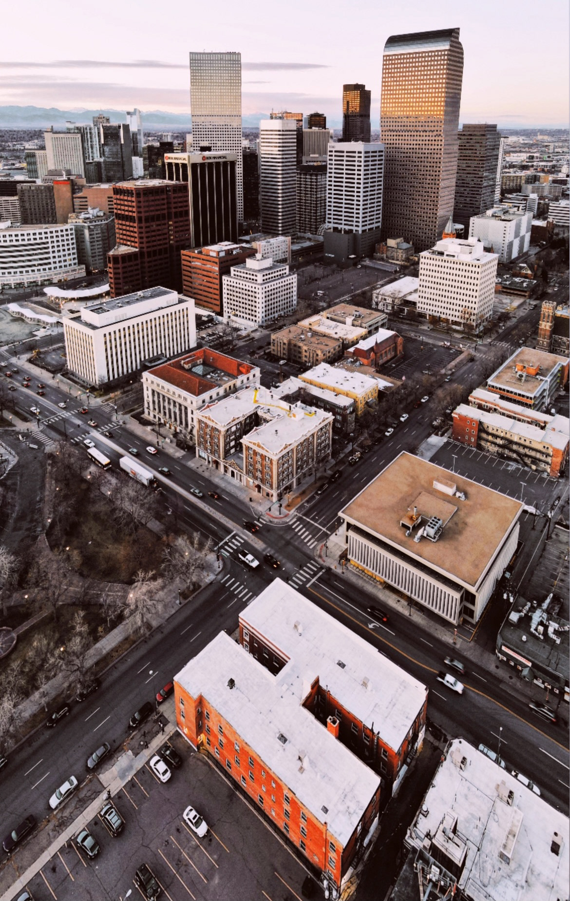 Downtown Denver Vertical photo on the drone