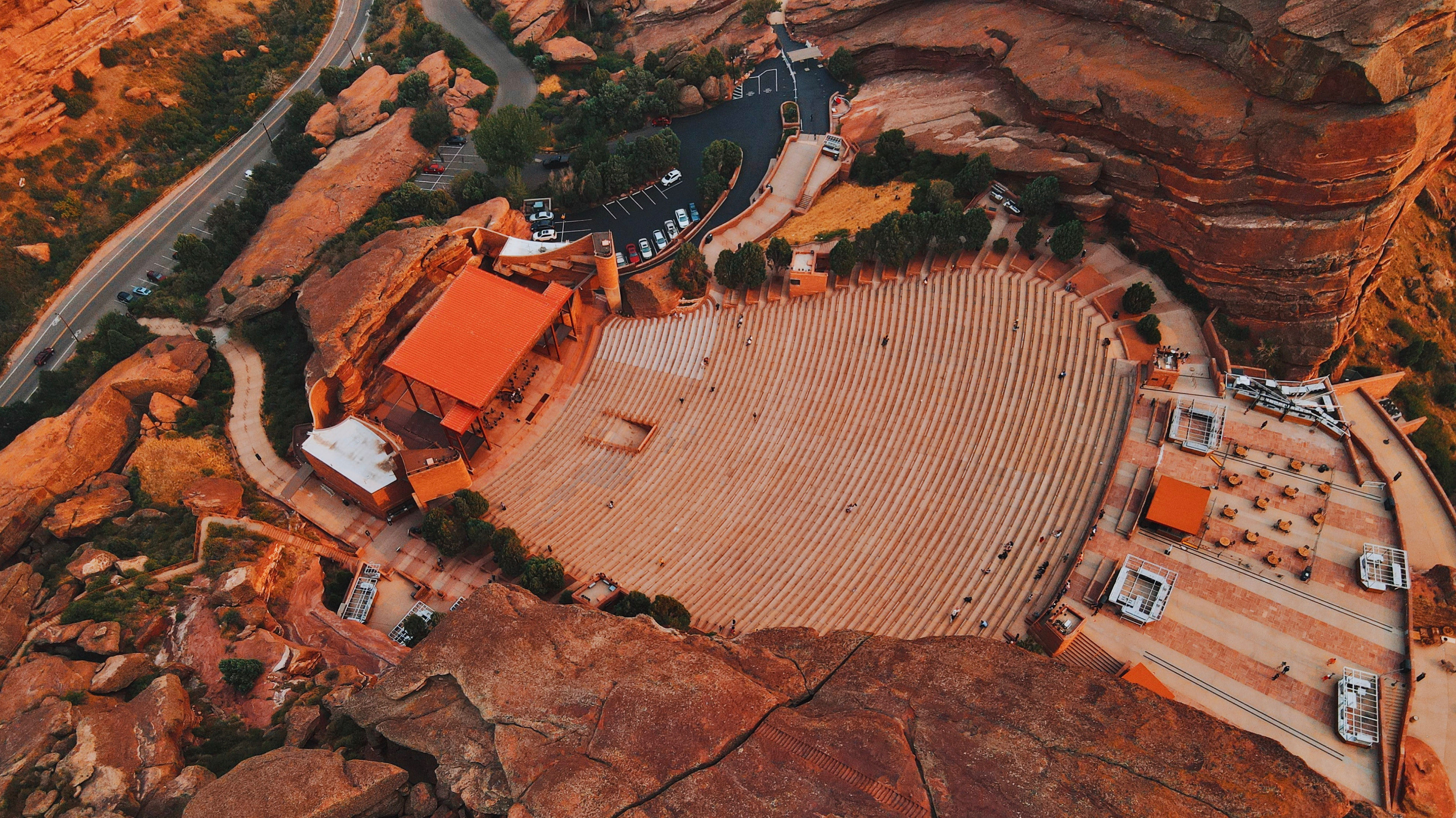 Looking down on Red rocks from the drone 