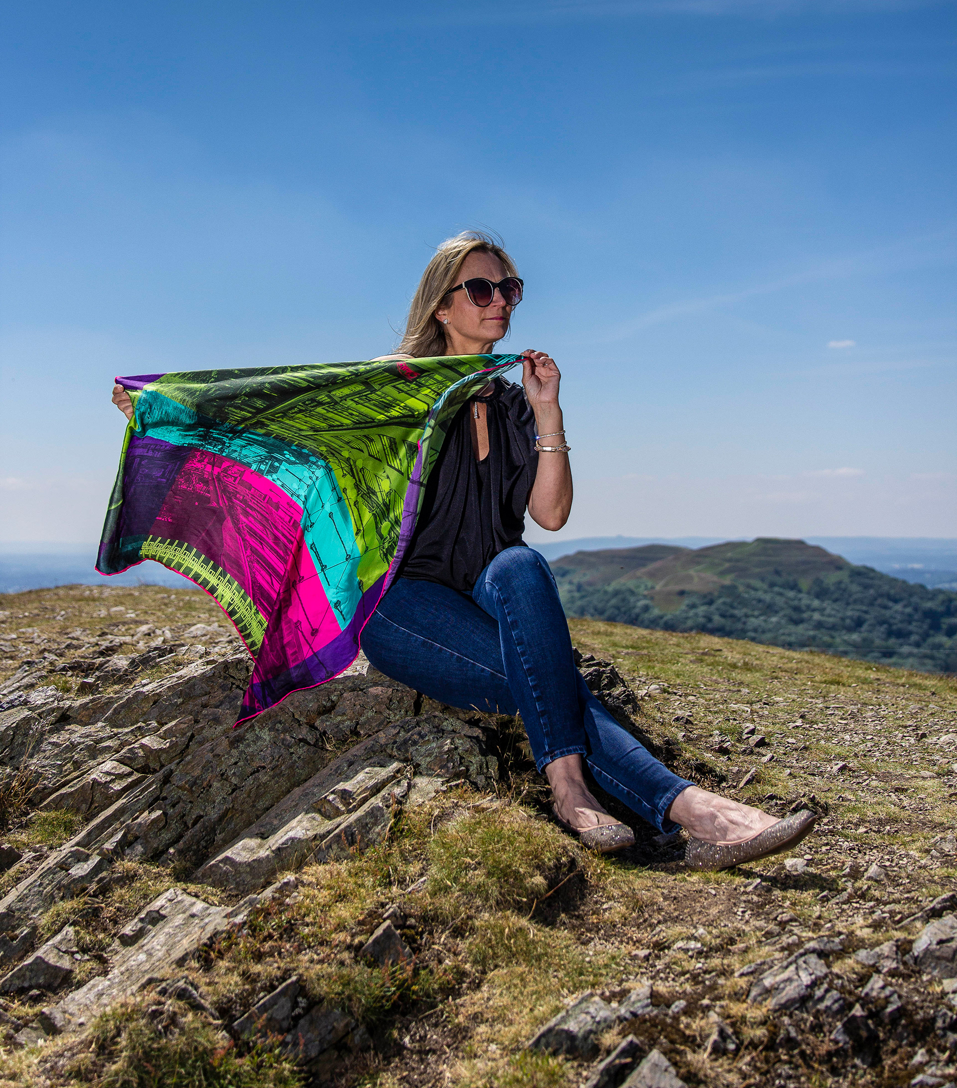 Jo with The Carnaby silk scarf
