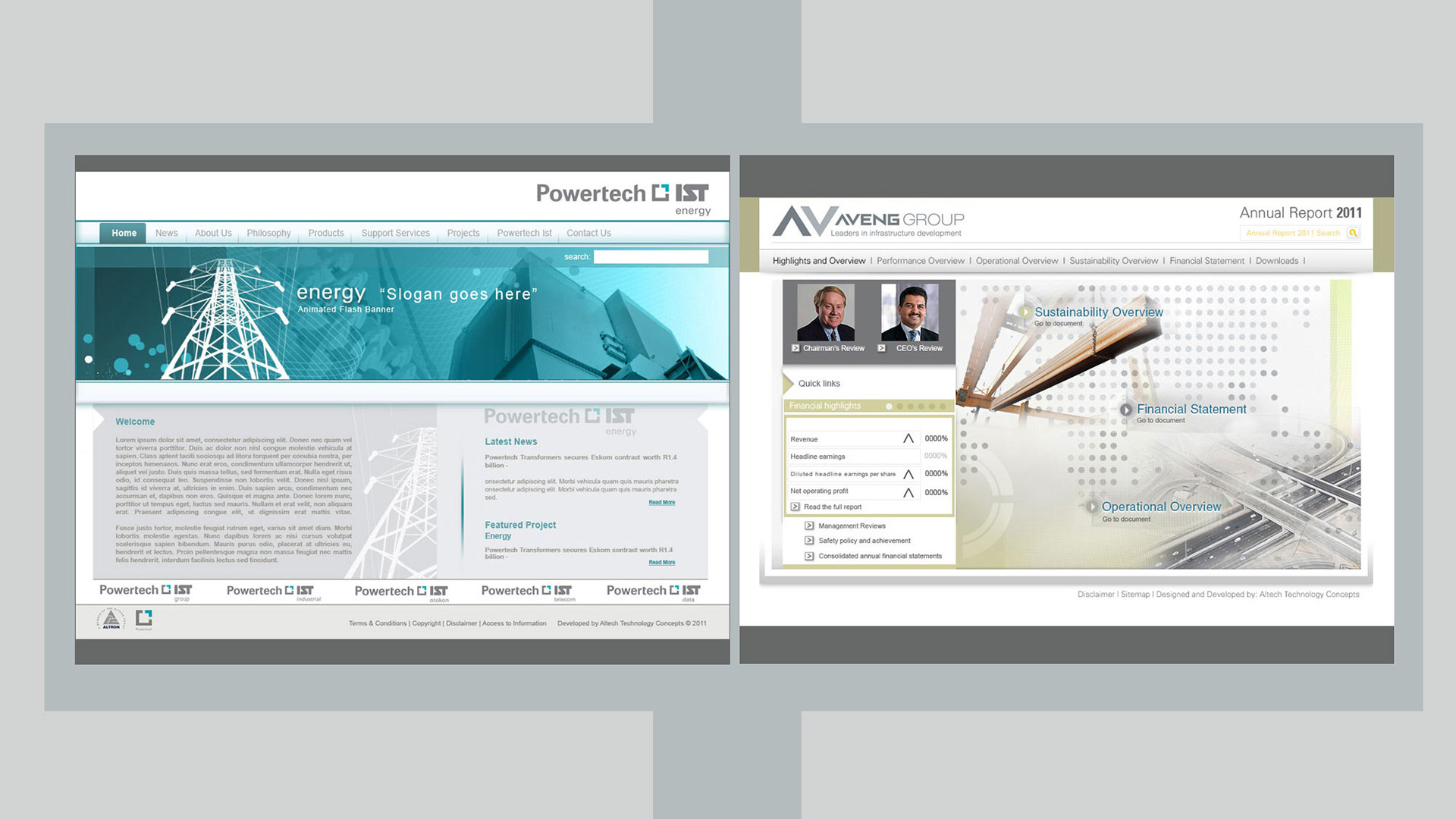 Web Design Front end for various Clients.