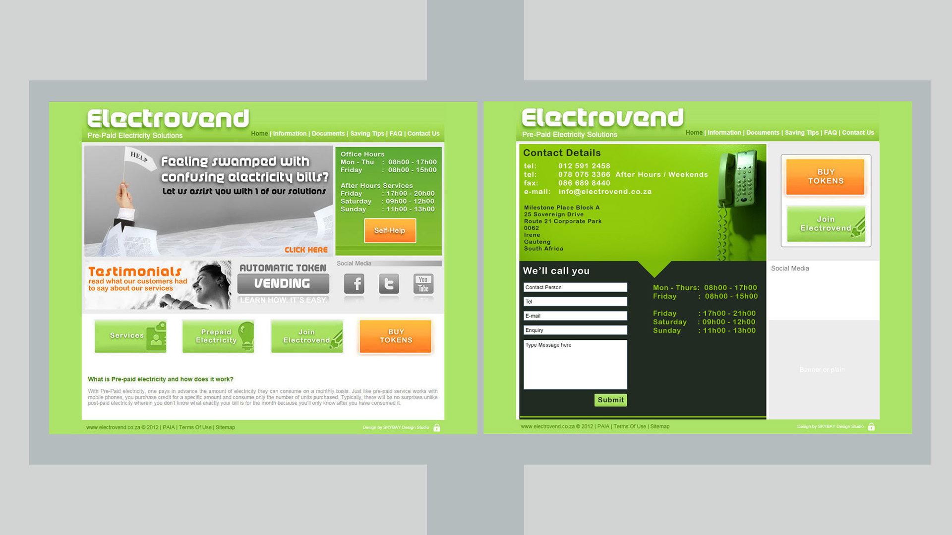 Web Design Front end for various Clients.