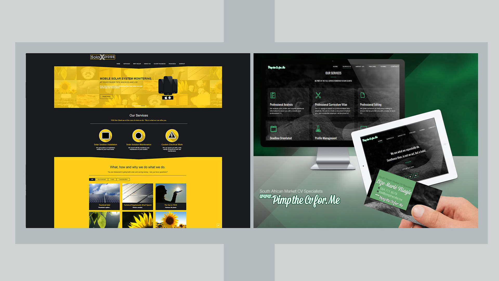 Web Design Front end for various Clients.