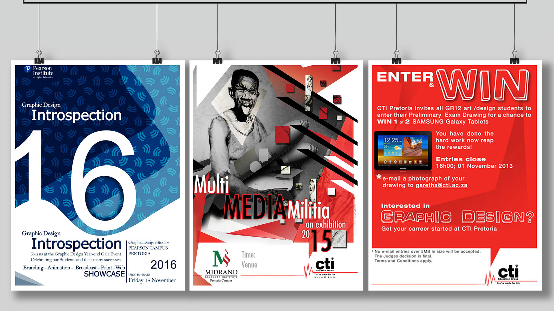 Various Print posters for Higher Education Institute  events and promotions