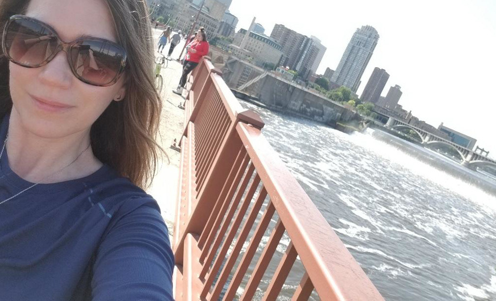 Lisa by the Mississippi River in downtown Minneapolis. (2019)