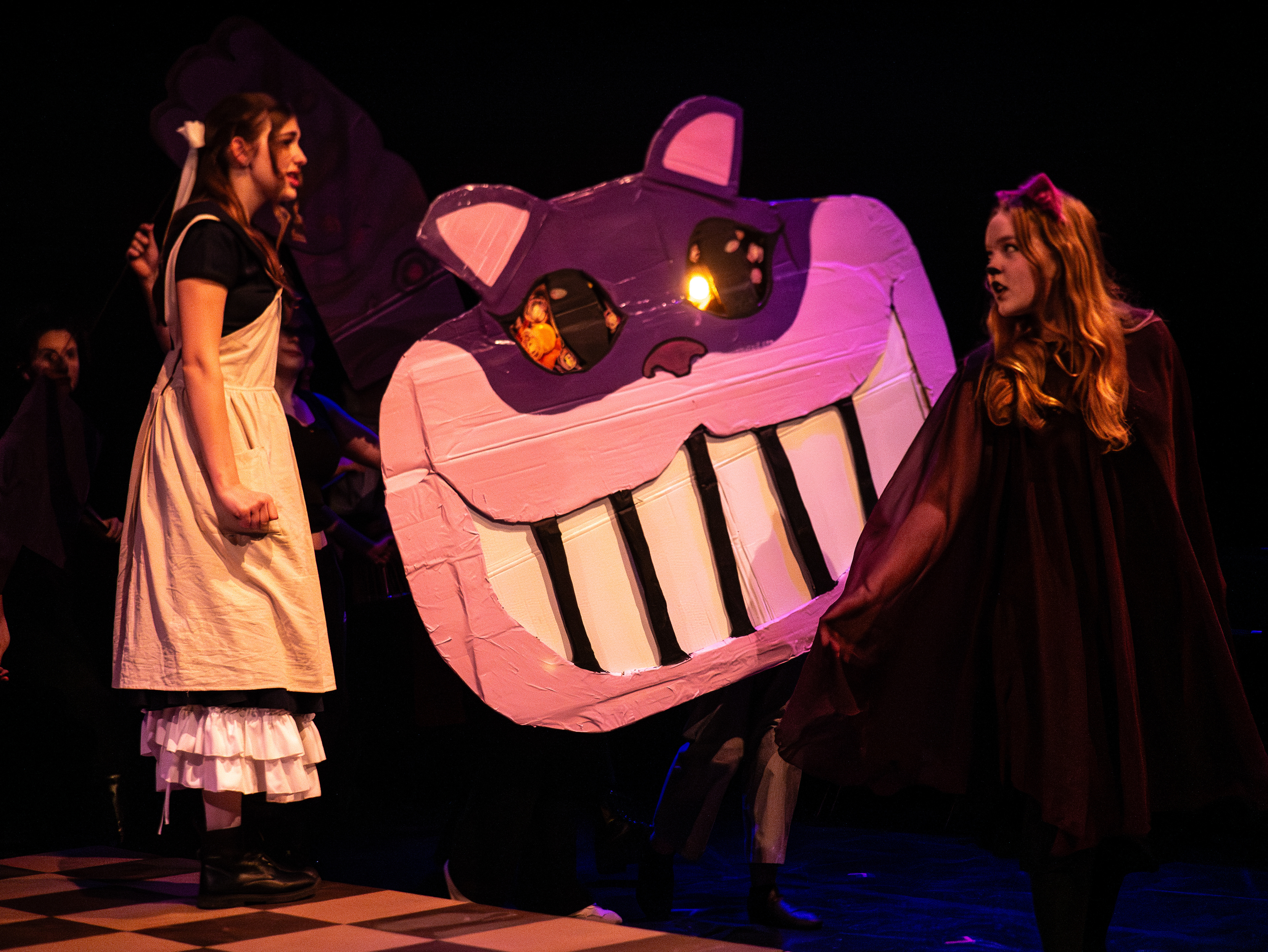 The dynamic cheshire cat puppet requires 6 ensemble members to navigate 
