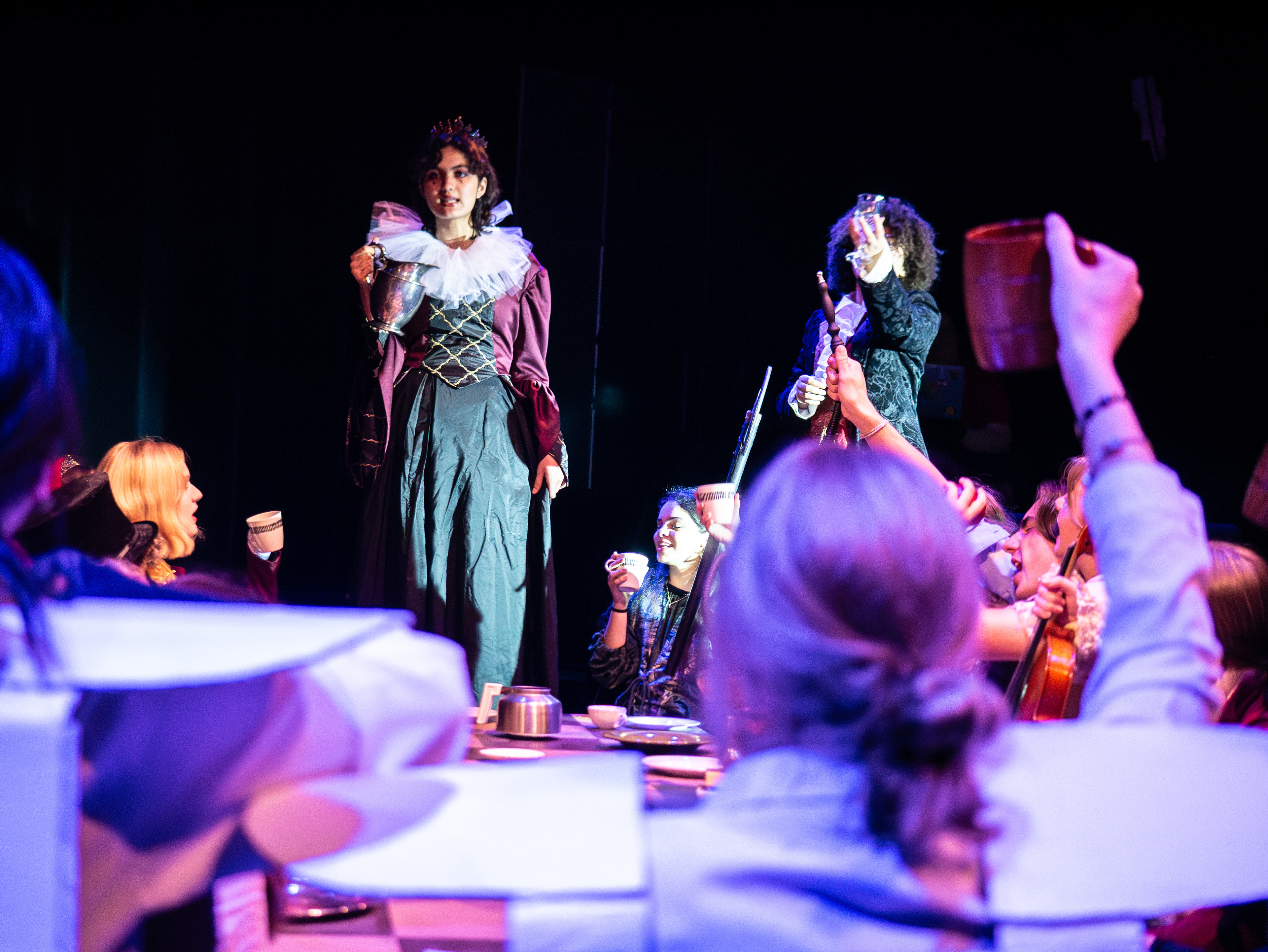 The platform unfolds straight out in the final scene of the show to create a grand feast