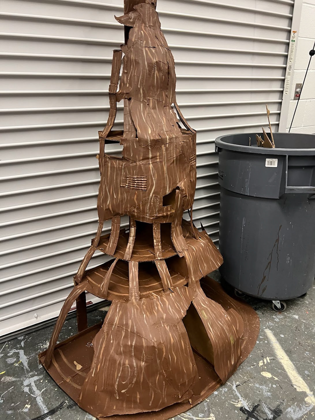 Tree branch made out of cardboard and paper mache