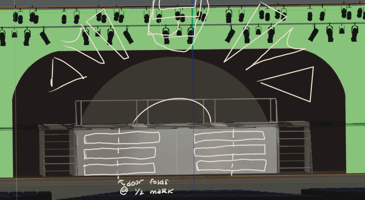 Mapping out scenic elements onto the VectorWorks files