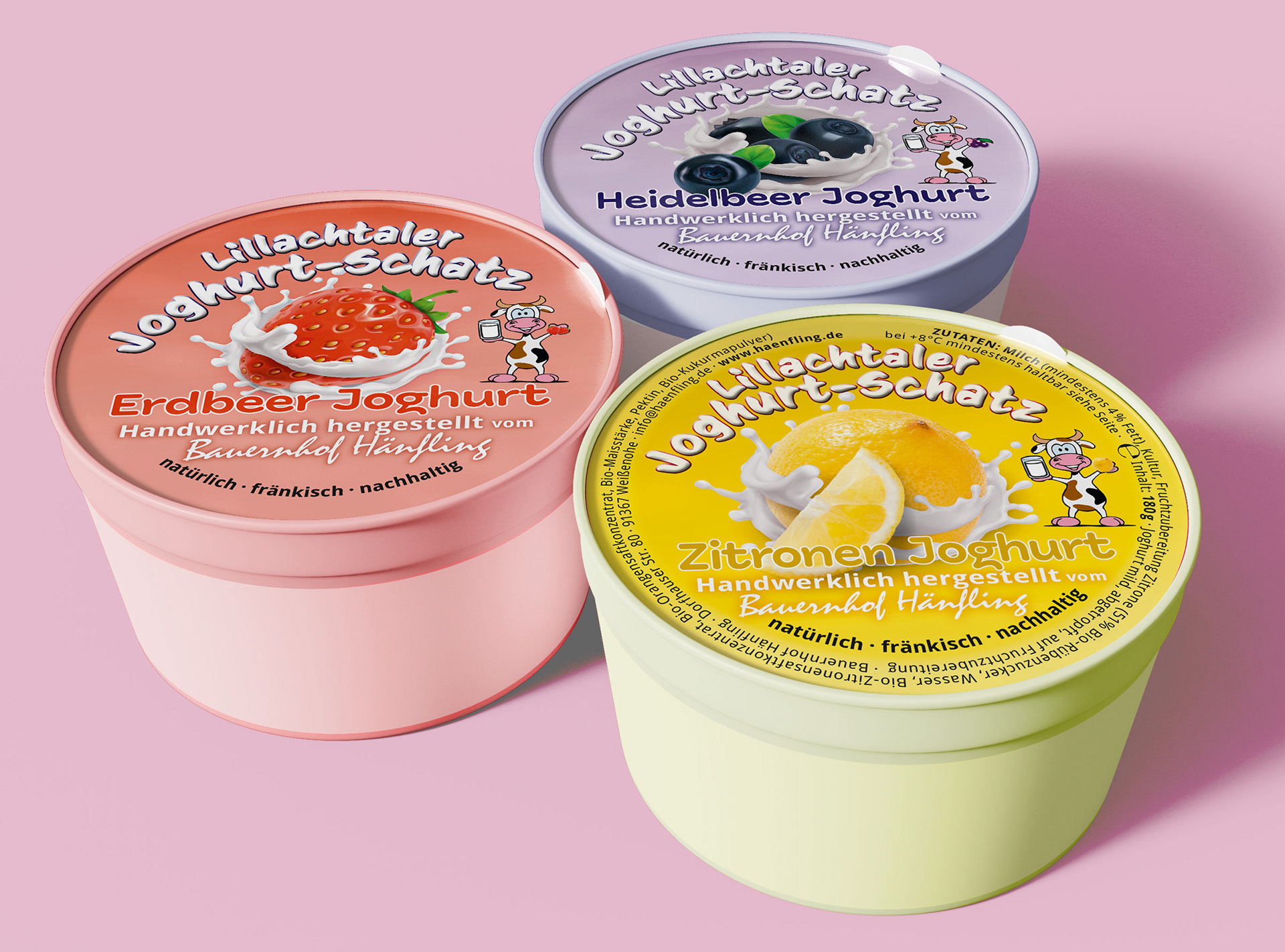 JoghurtEtiketten, handwerklicher Bauernhof-Joghurt, Hänfling