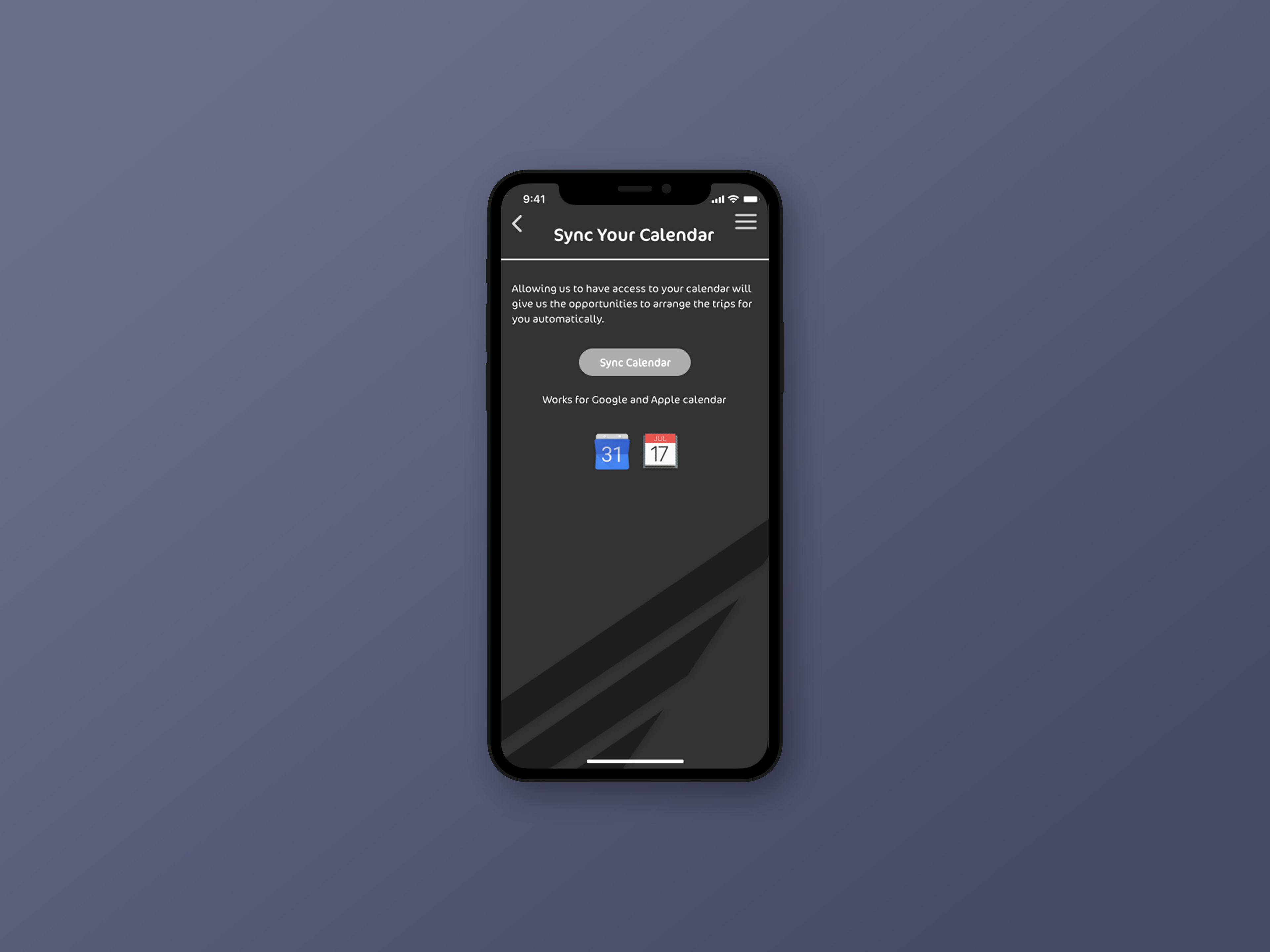 Calendar Sync Screen