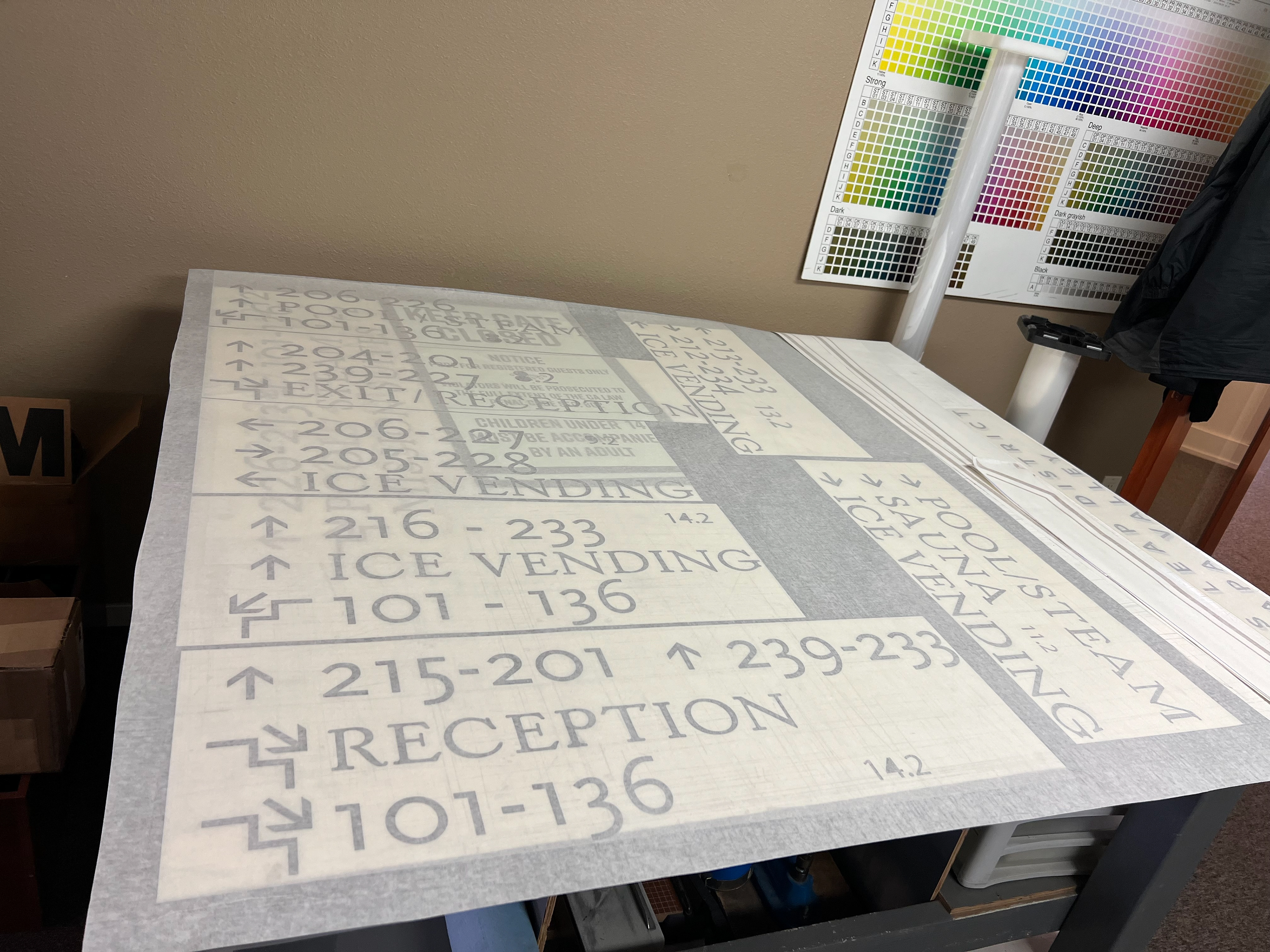 Masked Vinyl for Hotel Directional Signs