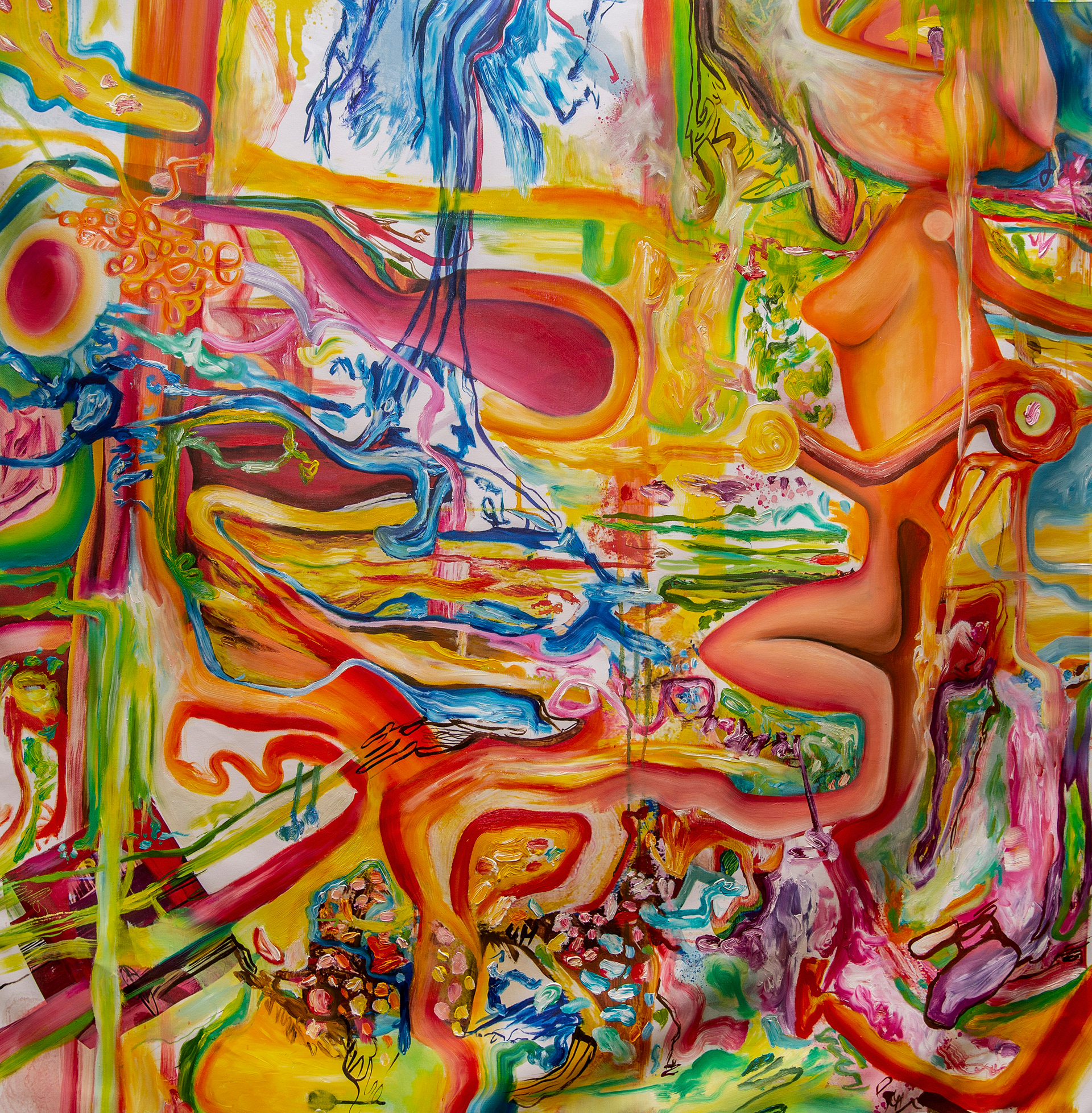From outter space. 150x150cm. Pintura digital impresa intervenida con óleo