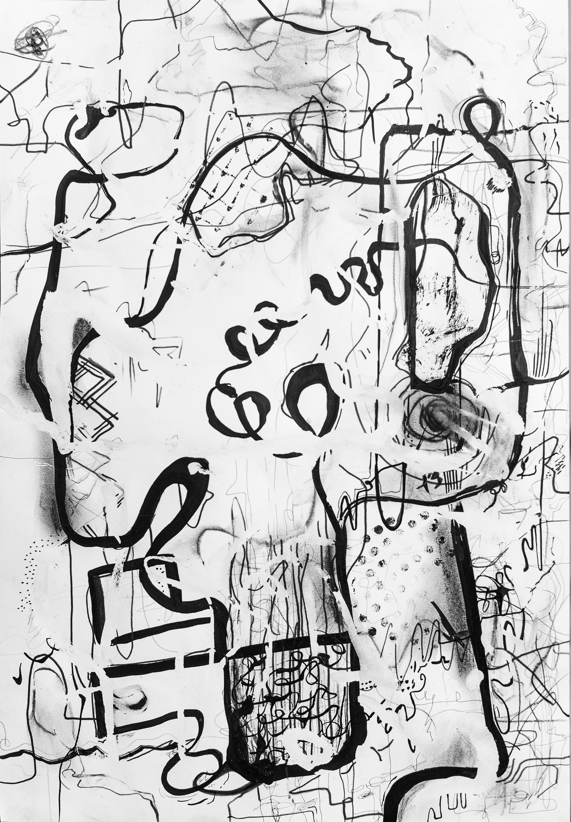 Universe VII 30 cm x 42 cm Grafito, carbonilla, tinta, pastel y acrílico sobre papel 2020