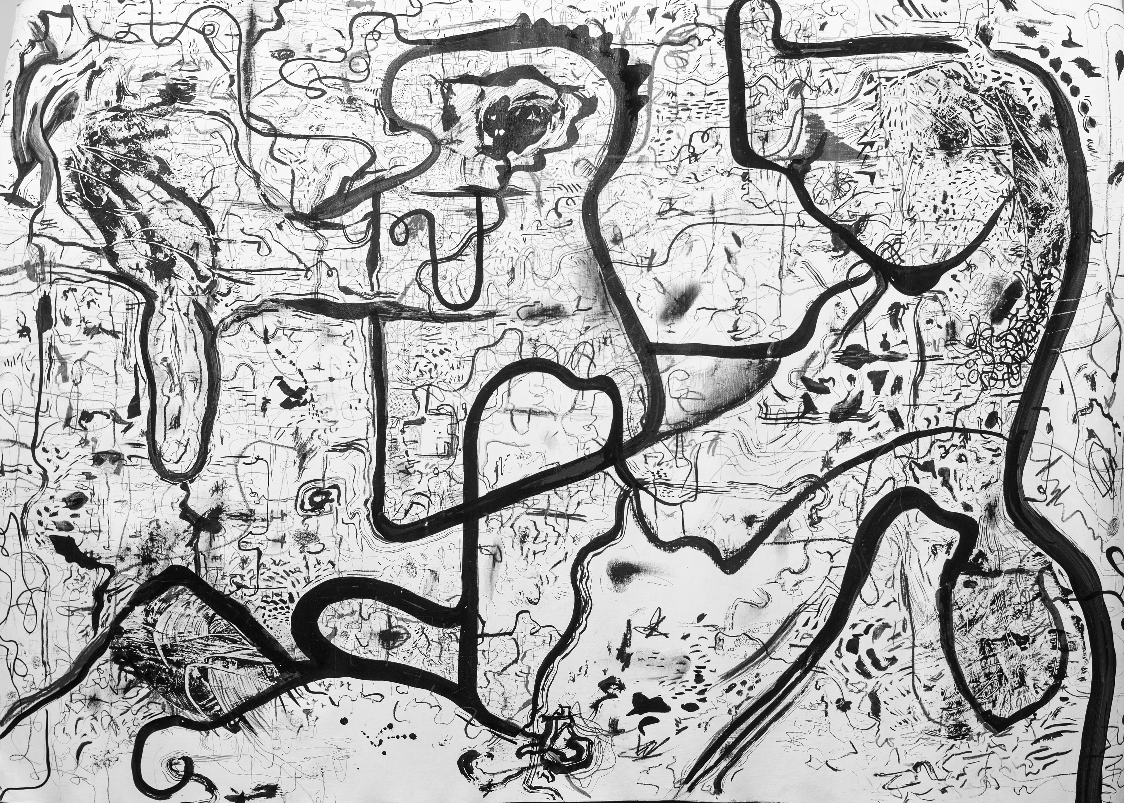 Landscape IX 100 cm x 70 cm Grafito, carbonilla, tinta, pastel y acrílico sobre papel 2020