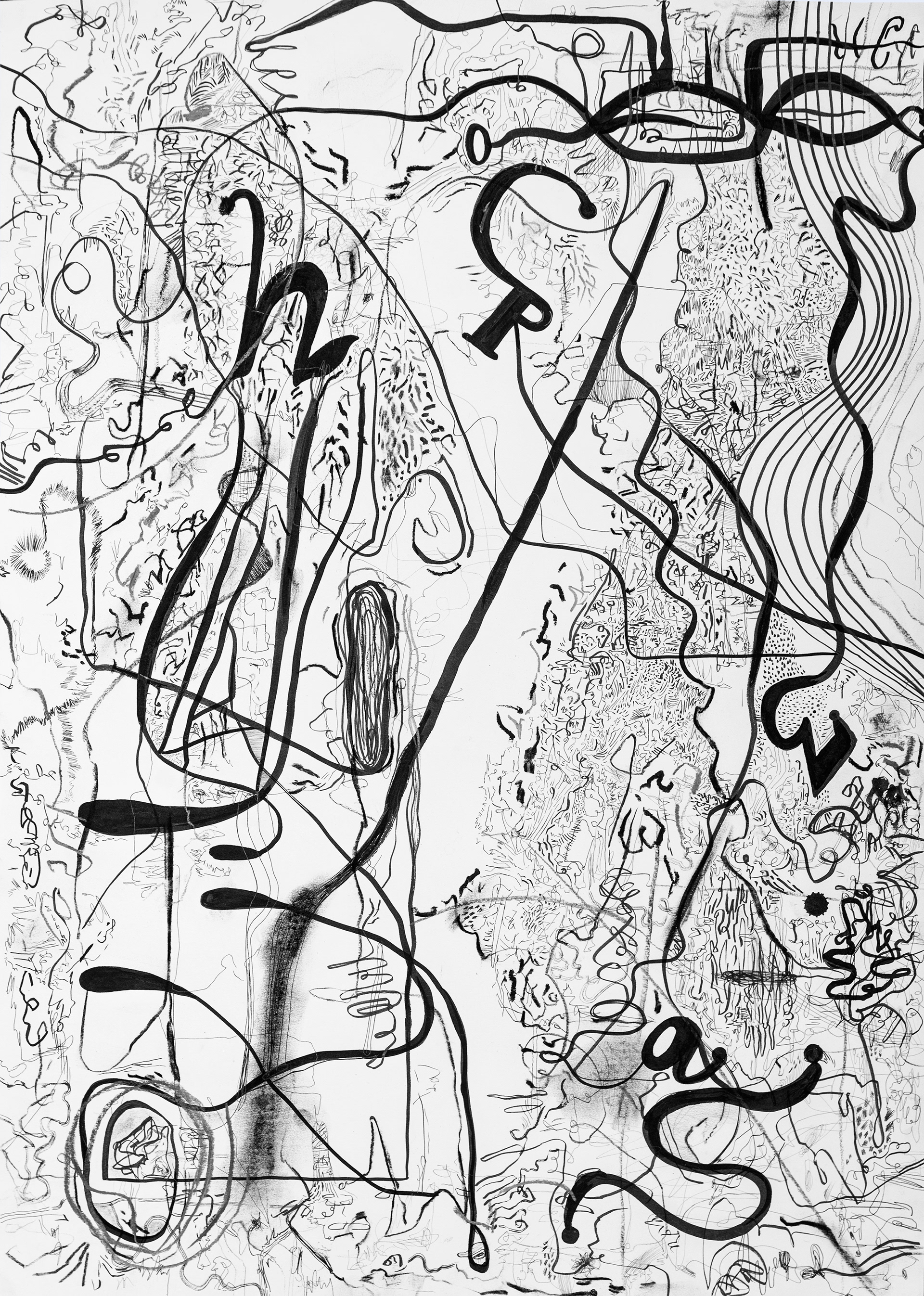 Universe XVIII tinta, grafito y carbonilla sobre papel 50 cm x 70 cm 2020