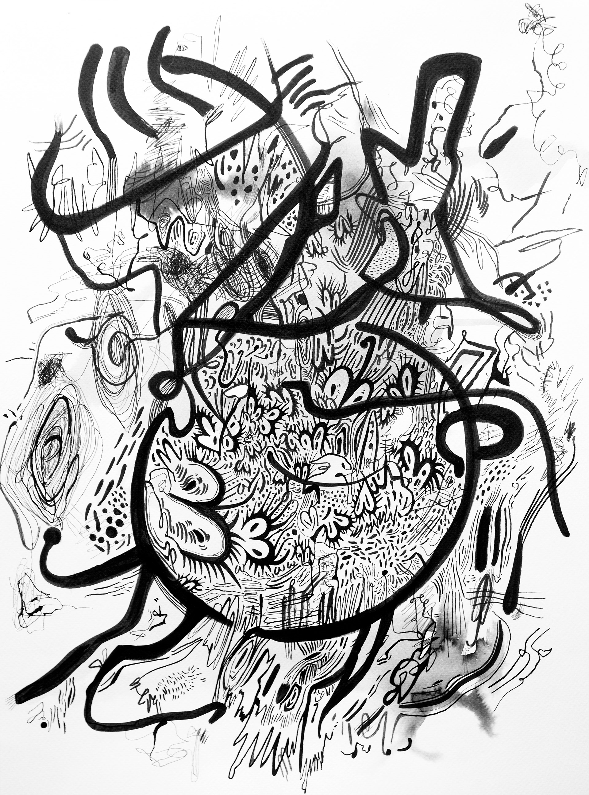 Portrait IV tinta y acuarela sobre papel 48 cm x 36 cm Grafito, carbonilla, tinta, pastel y acrílico sobre papel 2020