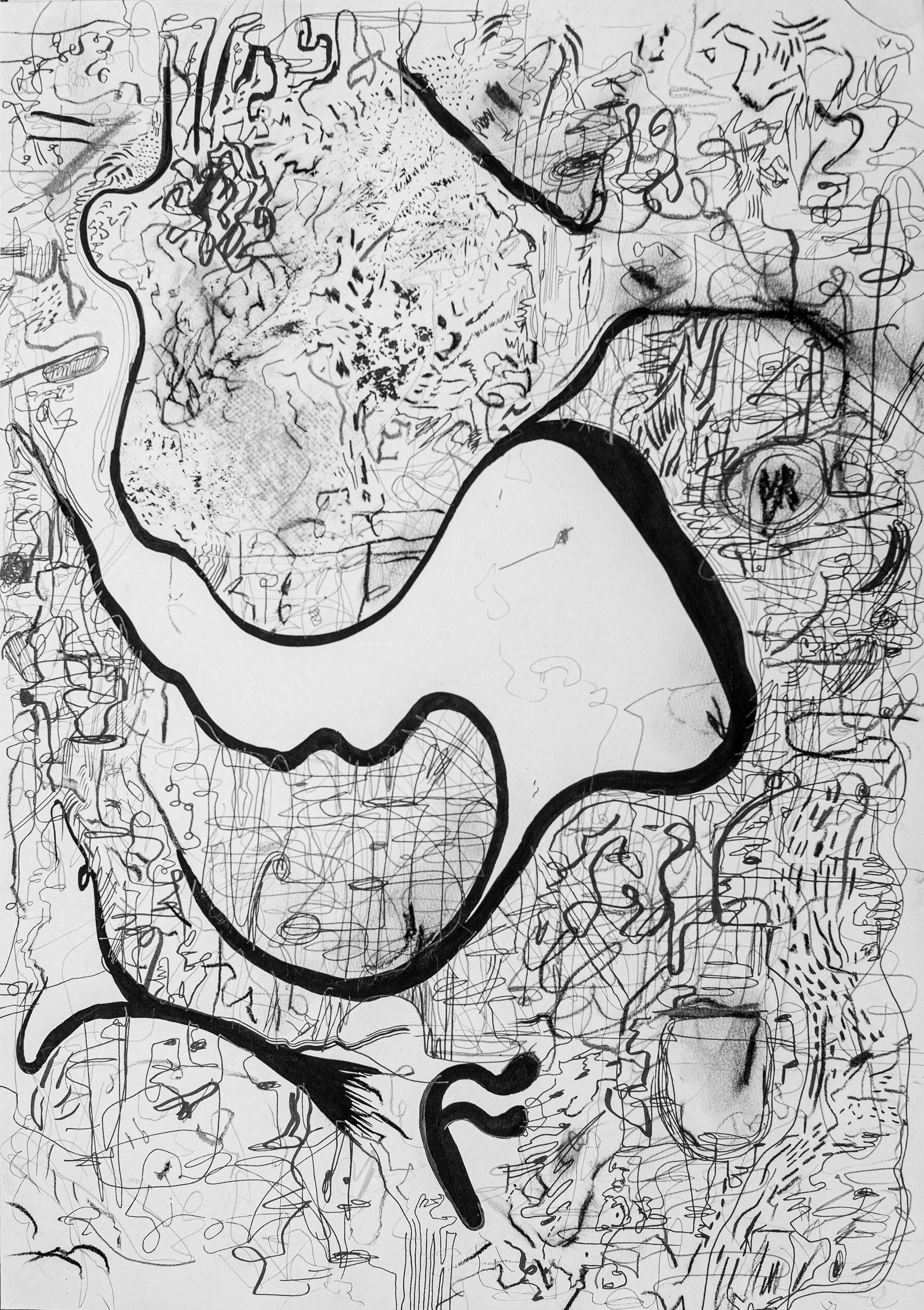 Universe XXIV tinta, grafito y carbonilla sobre papel 30 cm x 42 cm 2020