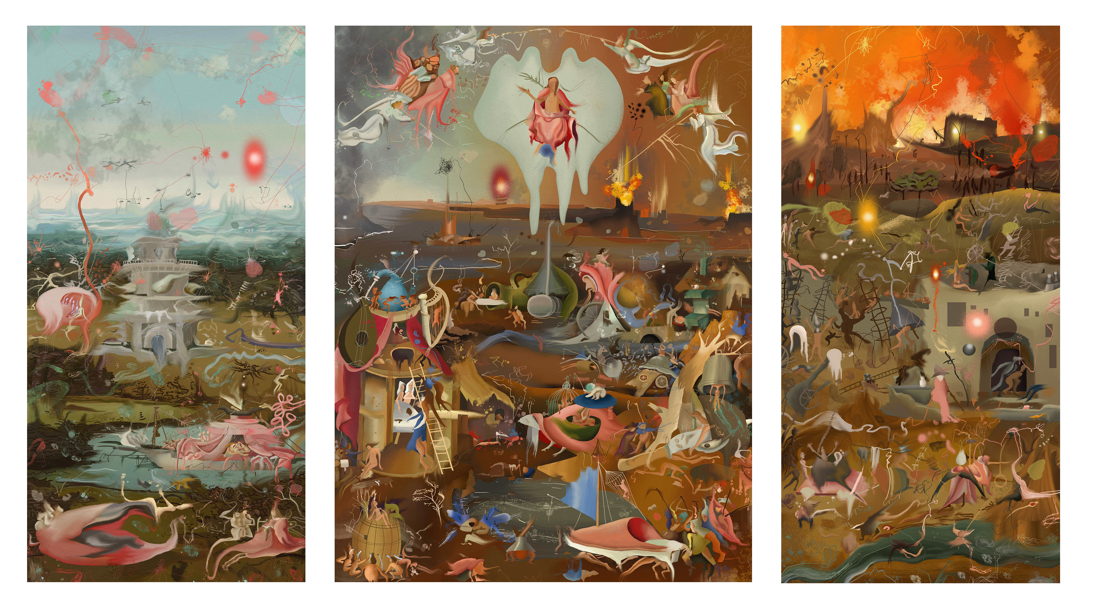 last Judgement Deconstruction técnica mixta sobre papel Hahnemühle 140 cm x 80 cm 2023
