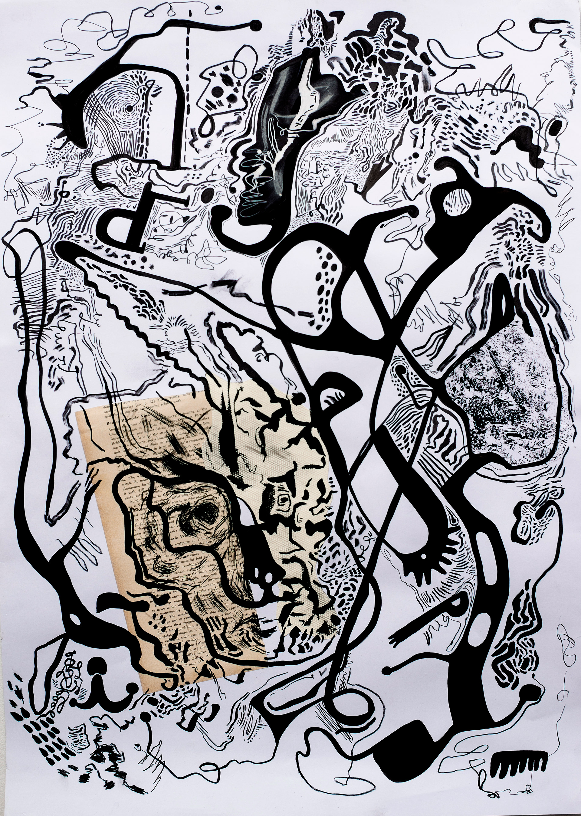 Portrait XII tinta, monocopia, colagge, microfibra y carbonilla 50 cm x 70 cm 2020