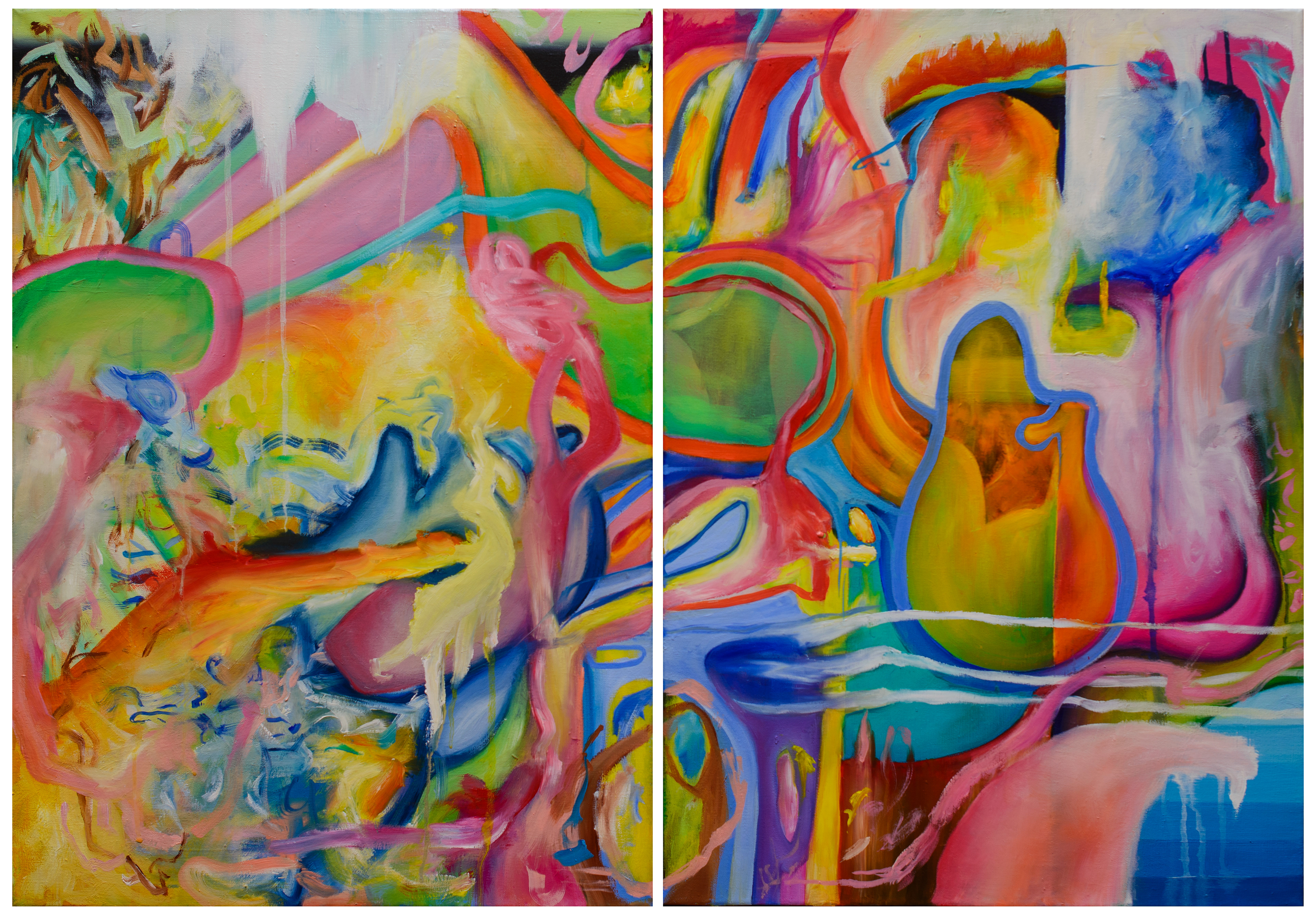Acid dreams Díptico óleo sobre lienzo 100 cm x 70 cm 2020