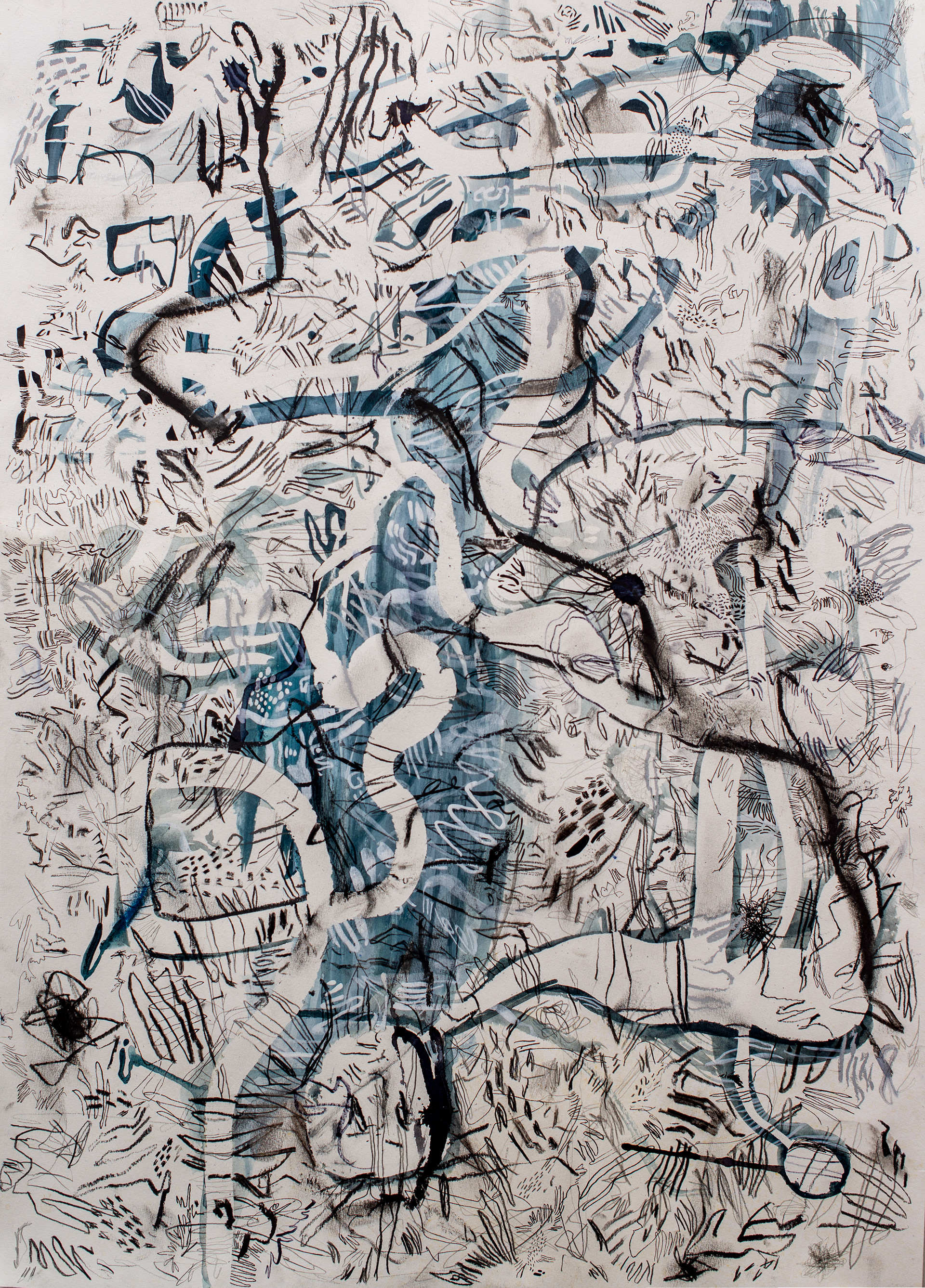 Nacht. Técnica mixta sobre papel 50 cm x 70 cm 2021