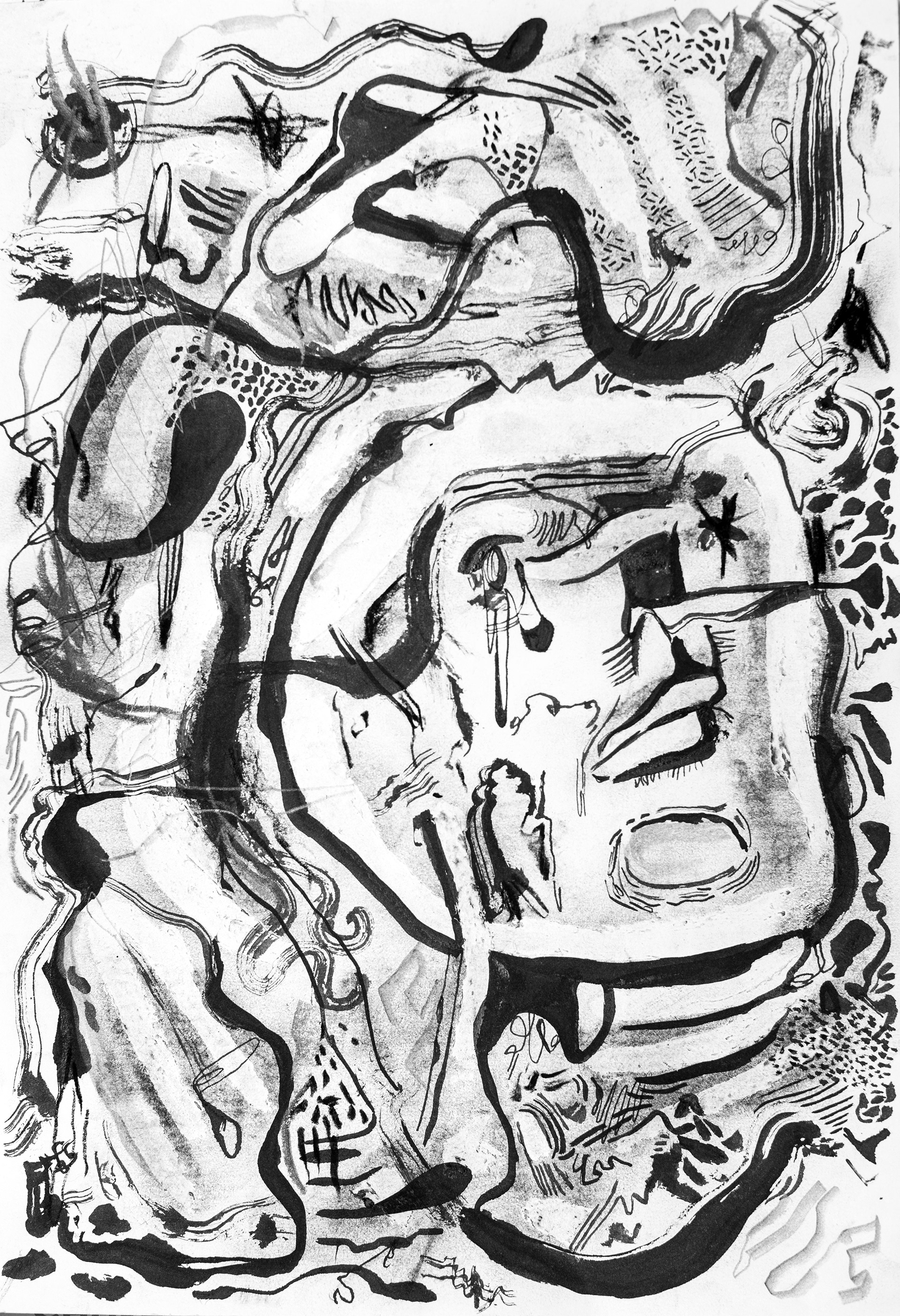 I see a darkness. 39 cm x 26cm. Técnica mixta sobre papel. 2021