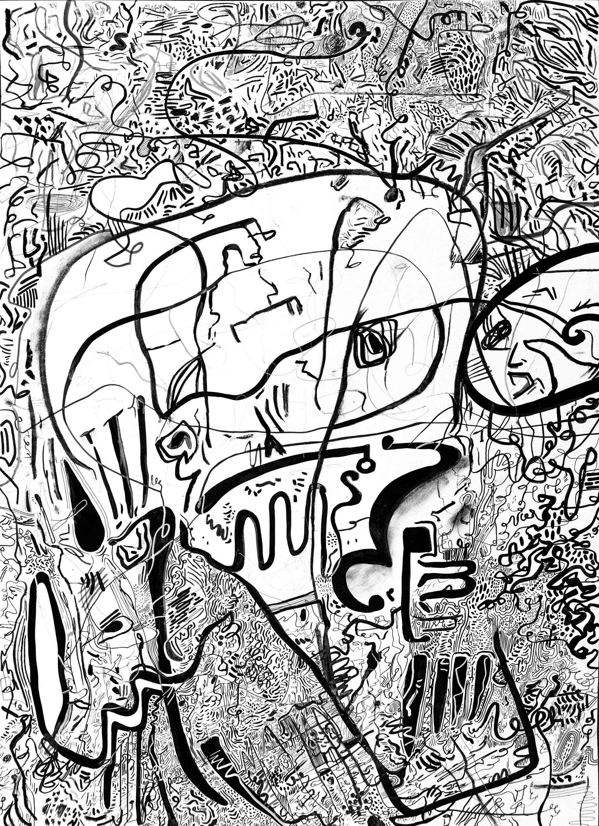 Portrait II 50 cm x 70 cm Grafito, carbonilla, tinta, pastel y acrílico sobre papel 2020