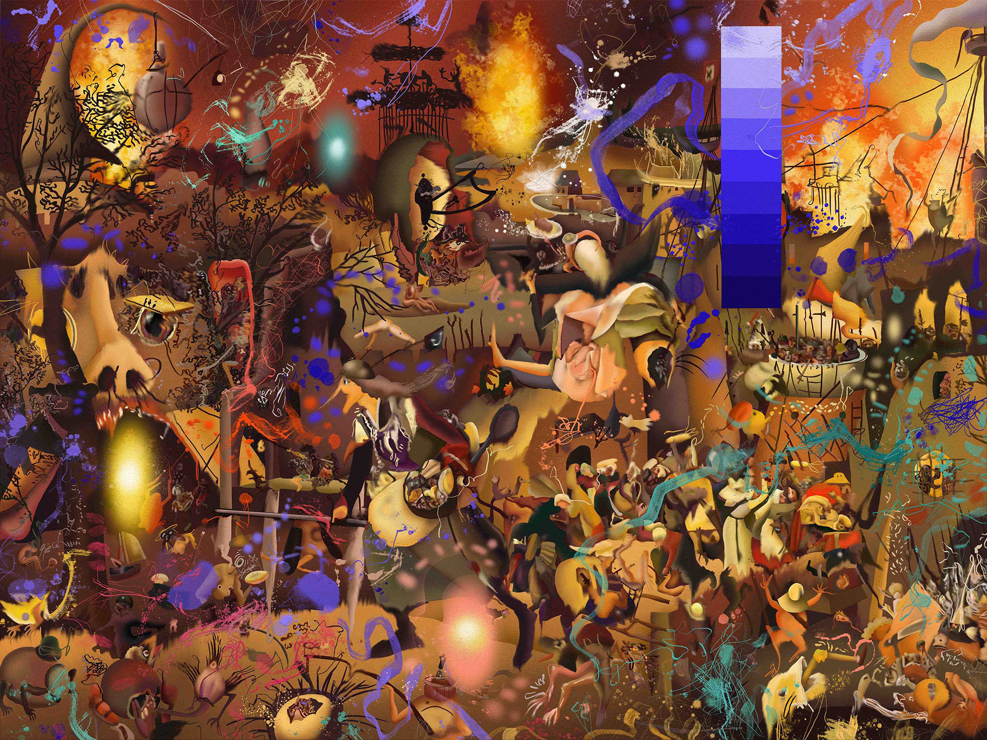 Bruegel's Nightmare técnica mixta sobre papel Hahnemühle 60cm x 80 cm 2023