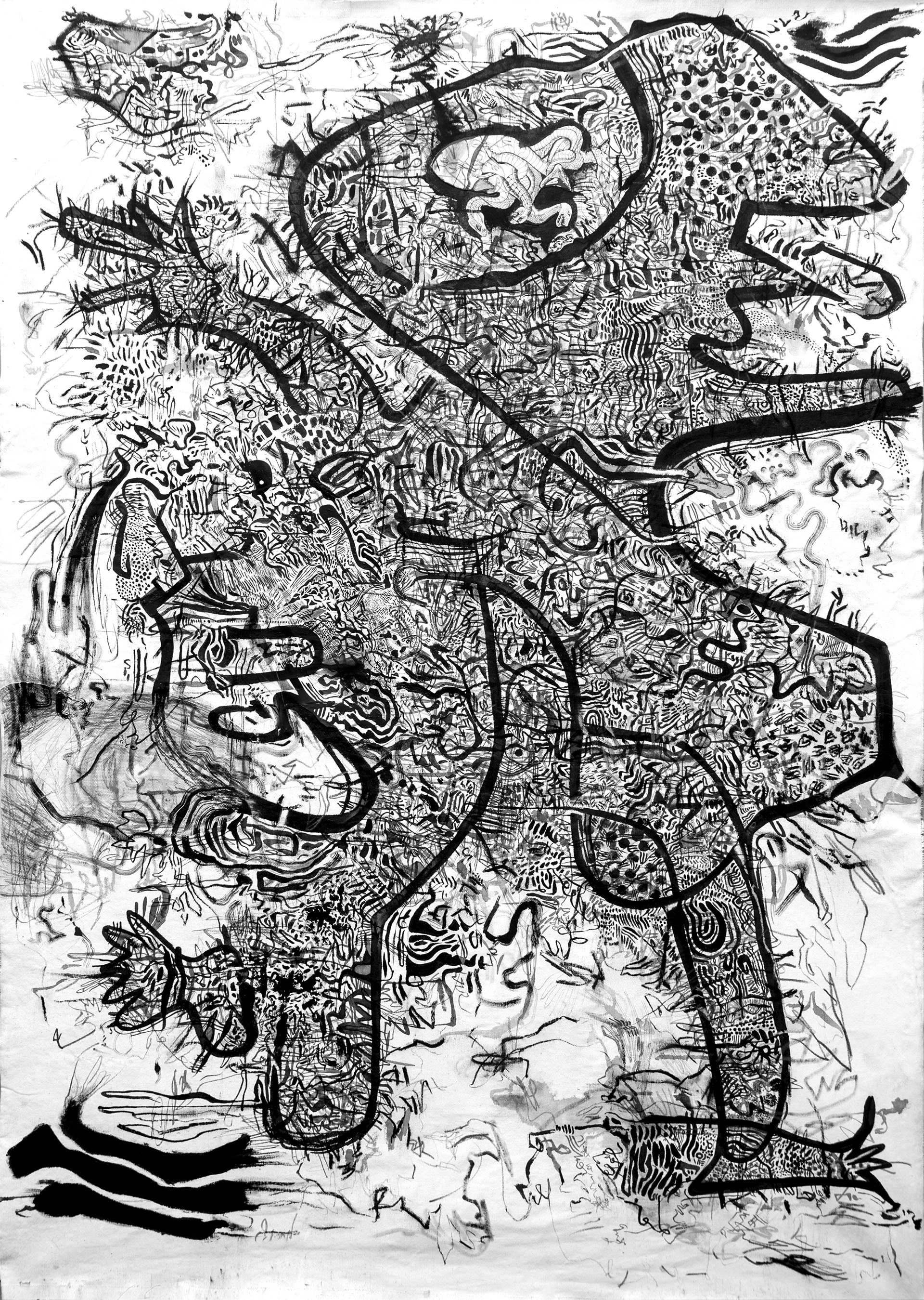 Crime scene 112 cm x 163 cm. Técnica mixta sobre lienzo. 2021