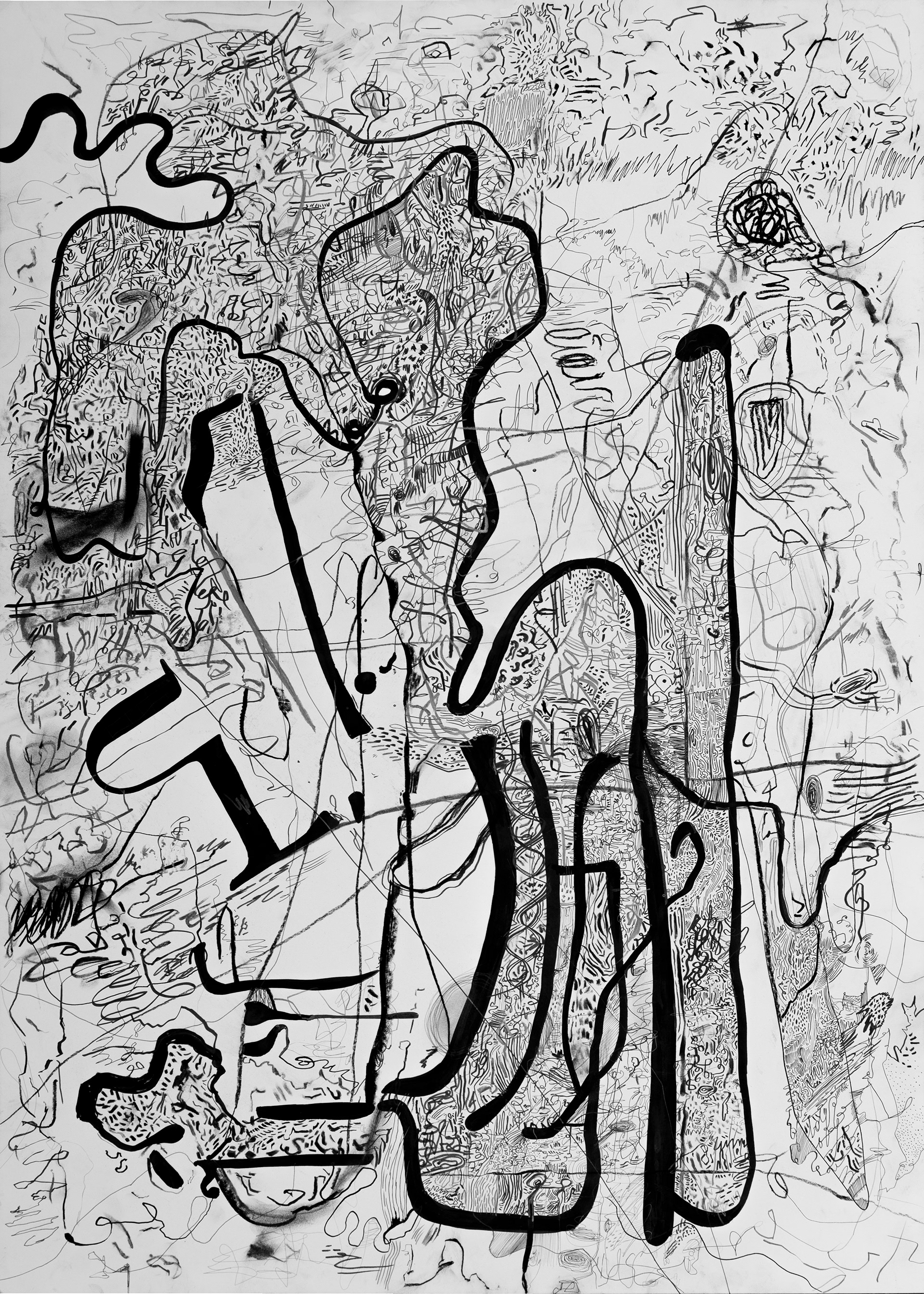 Universe XXIV, tinta, grafito y carbonilla sobre papel 50 cm x 70 cm 2020