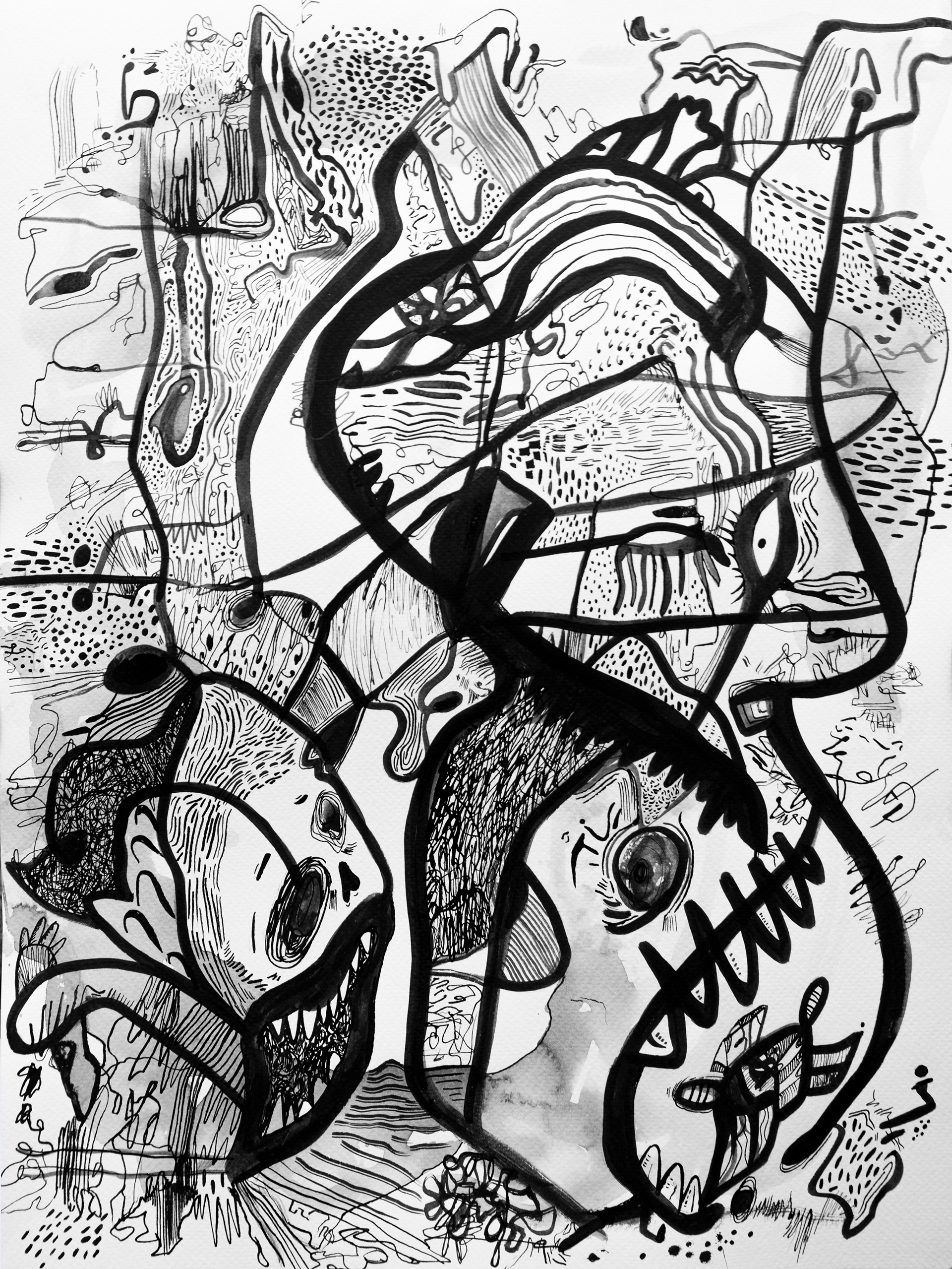Portrait IV tinta y acuarela sobre papel 48 cm x 36 cm 2020